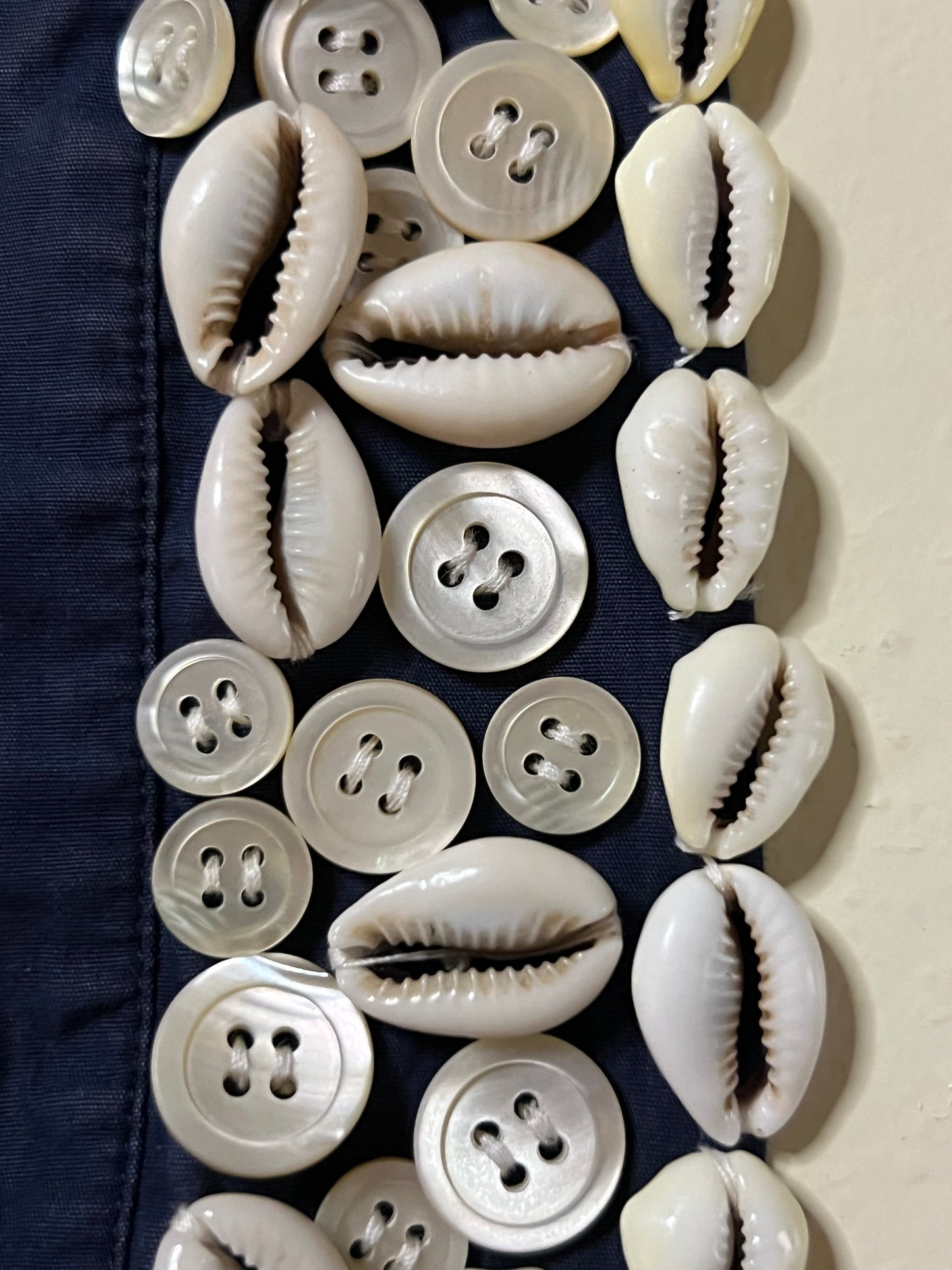 romeo gigli cowrie shell and button embroidered shirt, s/s 1995