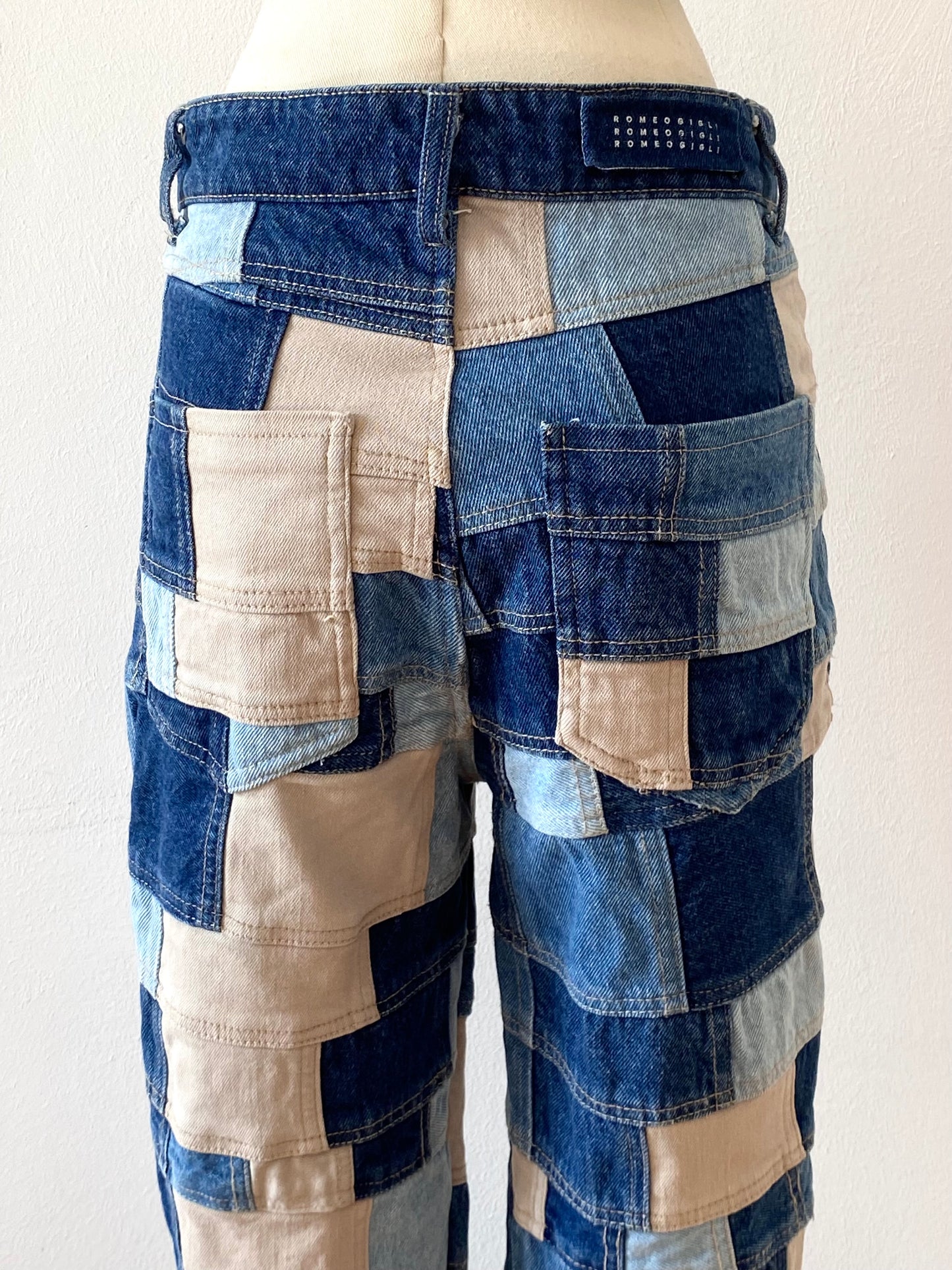 romeo gigli patchwork denim jeans, 2000s