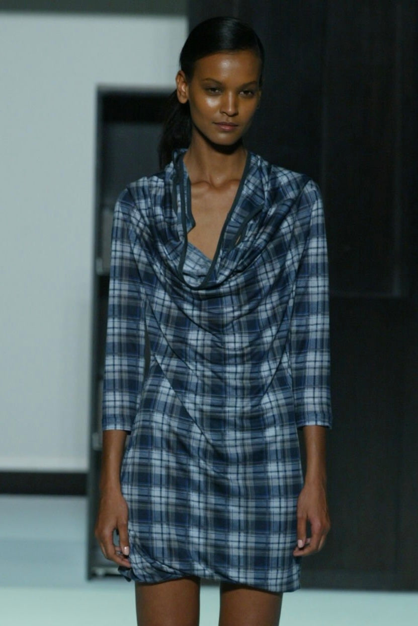 hussein chalayan tartan blouse with built in bustier, f/w 2003