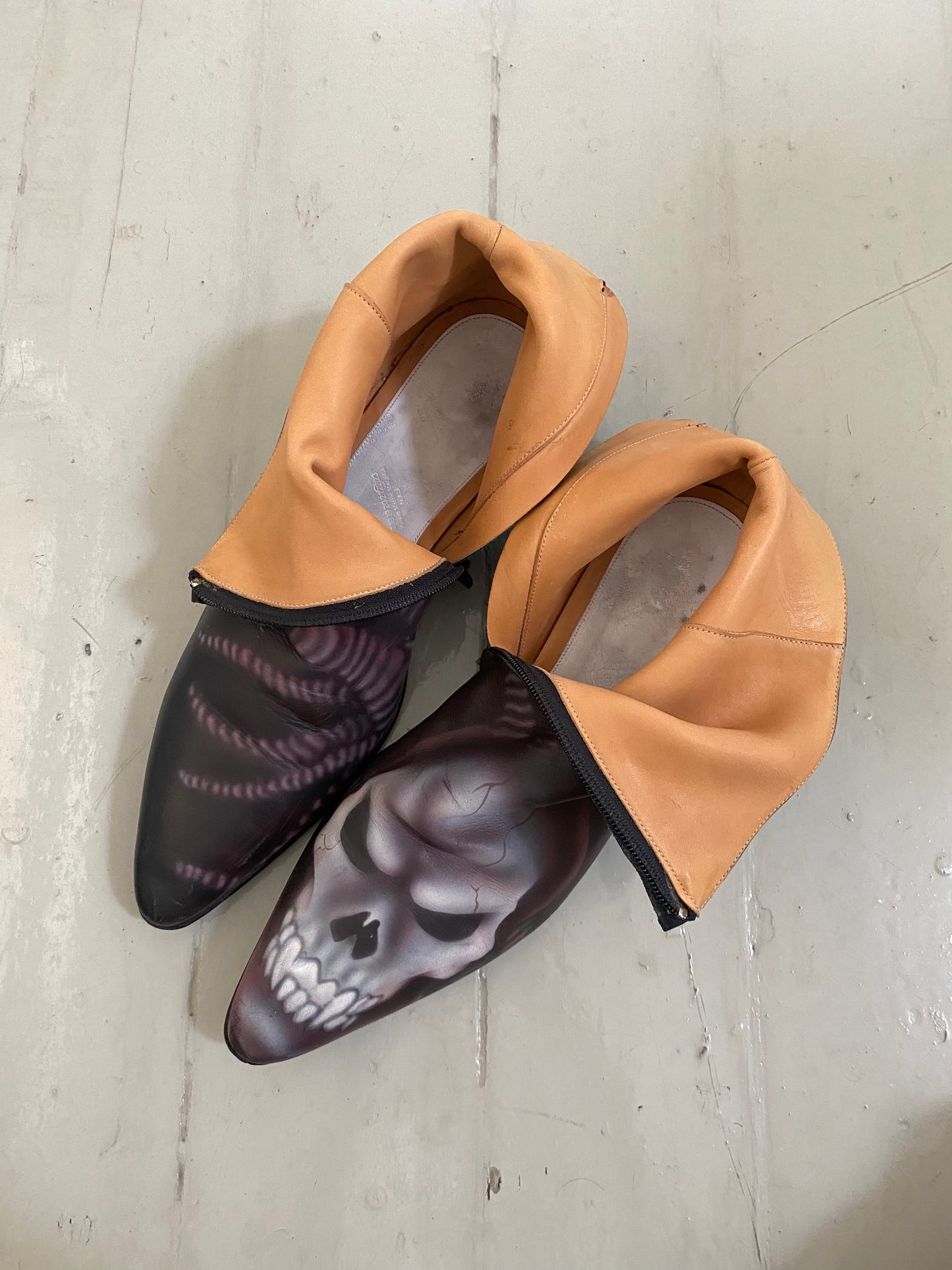 maison martin margiela limited ed. hand painted skull boots, f/w 2008