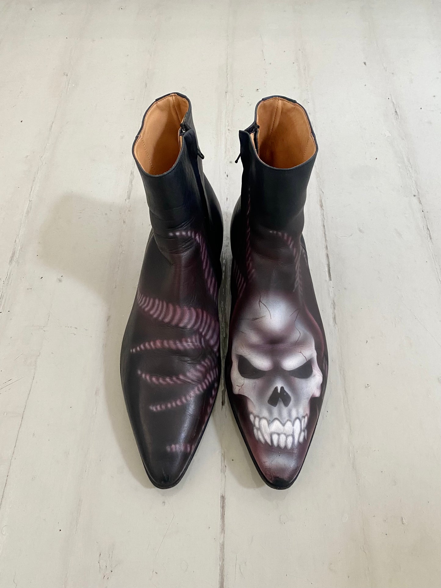 maison martin margiela limited ed. hand painted skull boots, f/w 2008