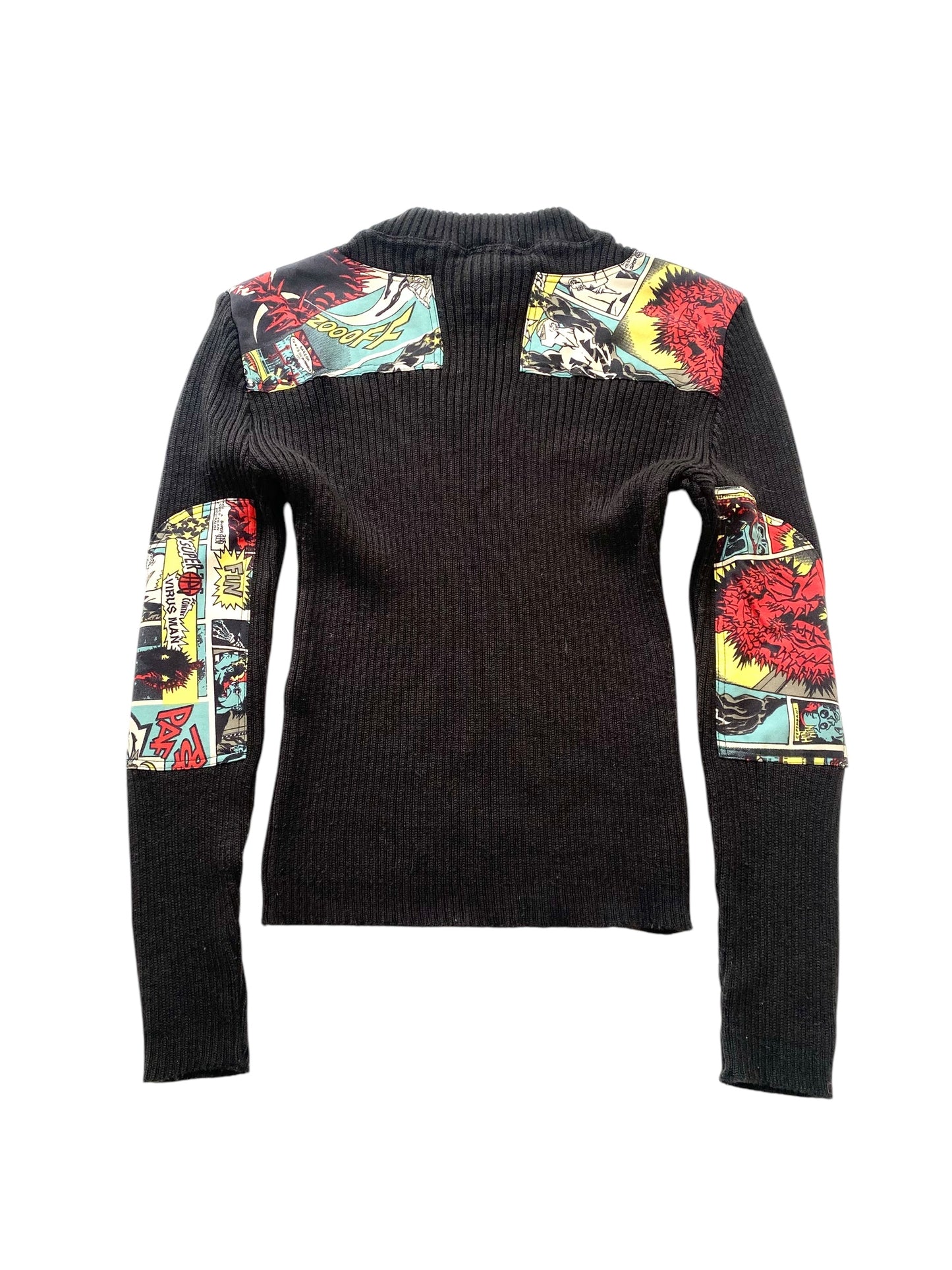 jean-paul gaultier comic print ribbed knit, a/w 1995