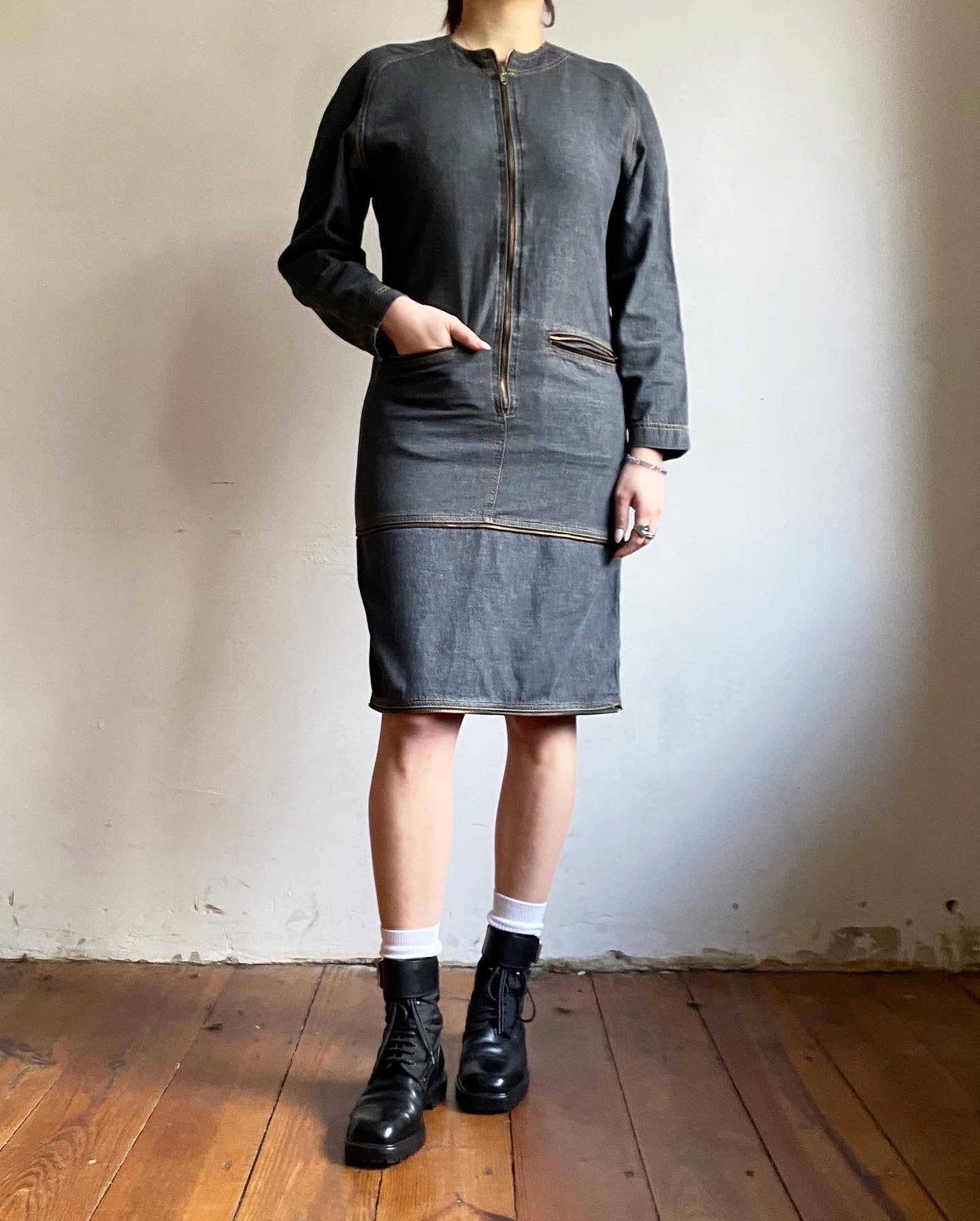 alberta ferretti three-way denim dress, late 80s/90s