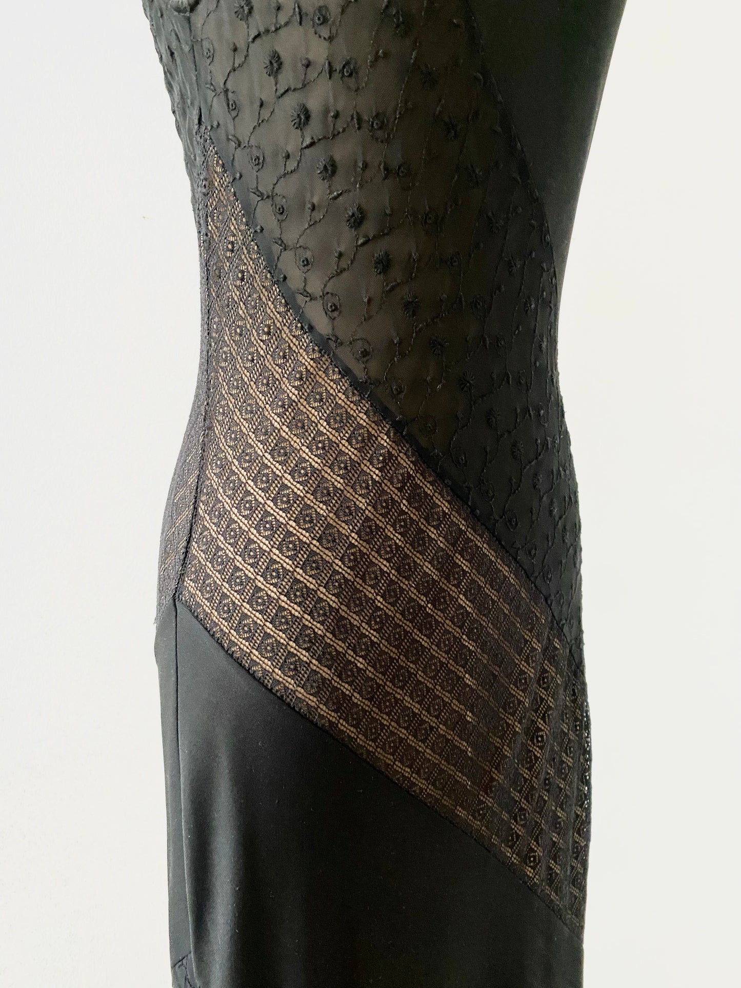 rifat ozbek (future) patchwork bias cut dress