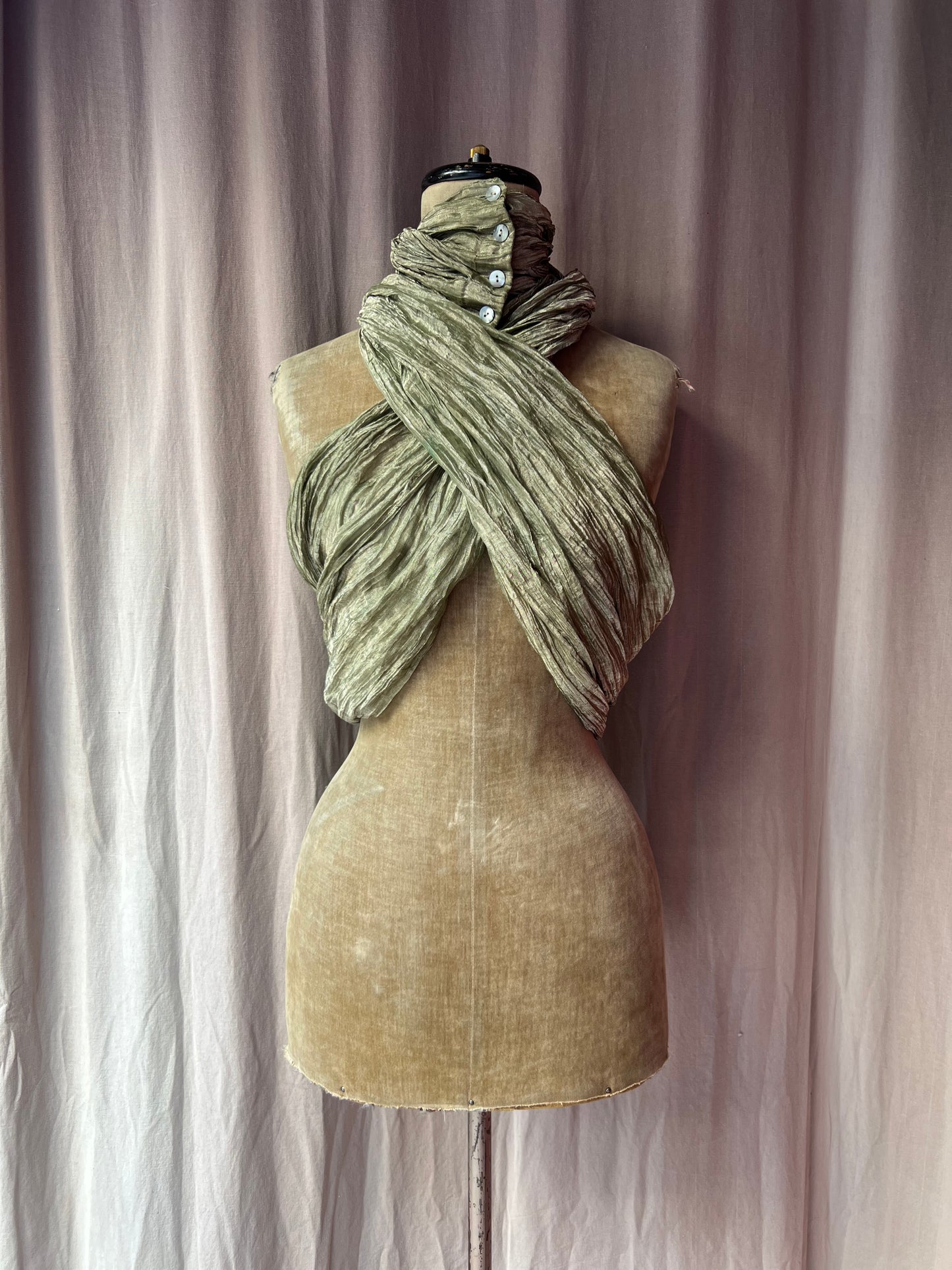 romeo gigli silk and metal plissé wrap top, s/s 1990