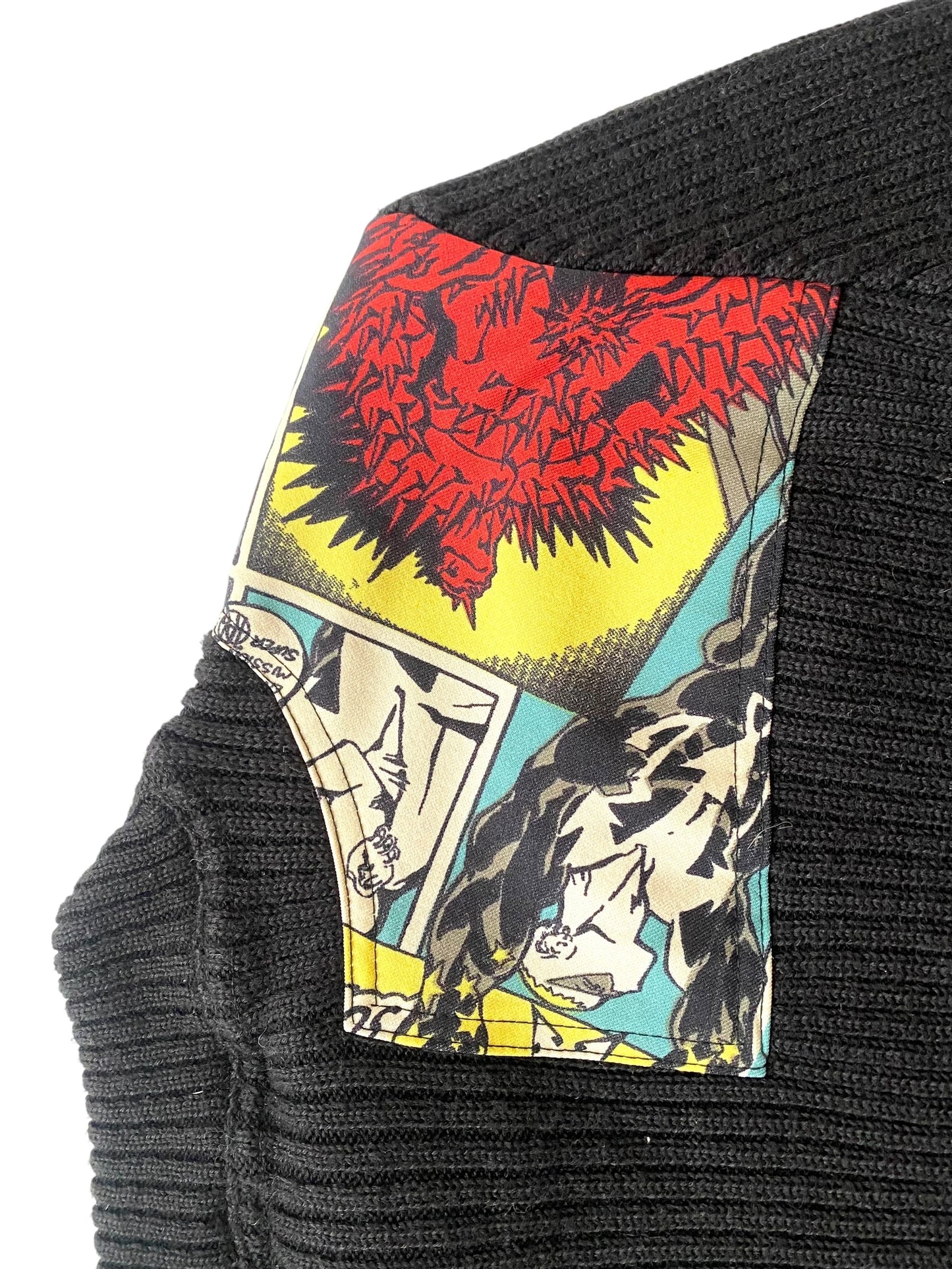 jean-paul gaultier comic print ribbed knit, a/w 1995
