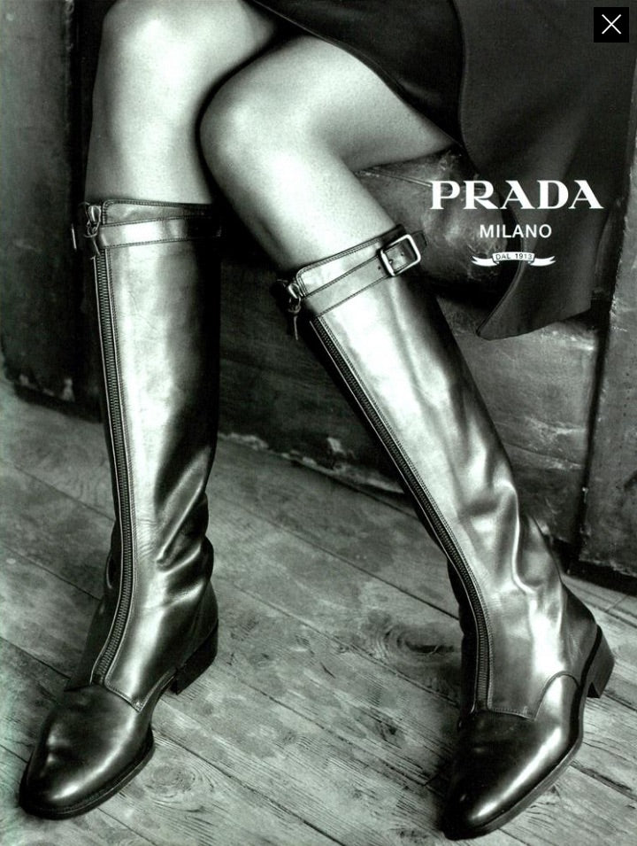 prada front zip riding boots, f/w 1994