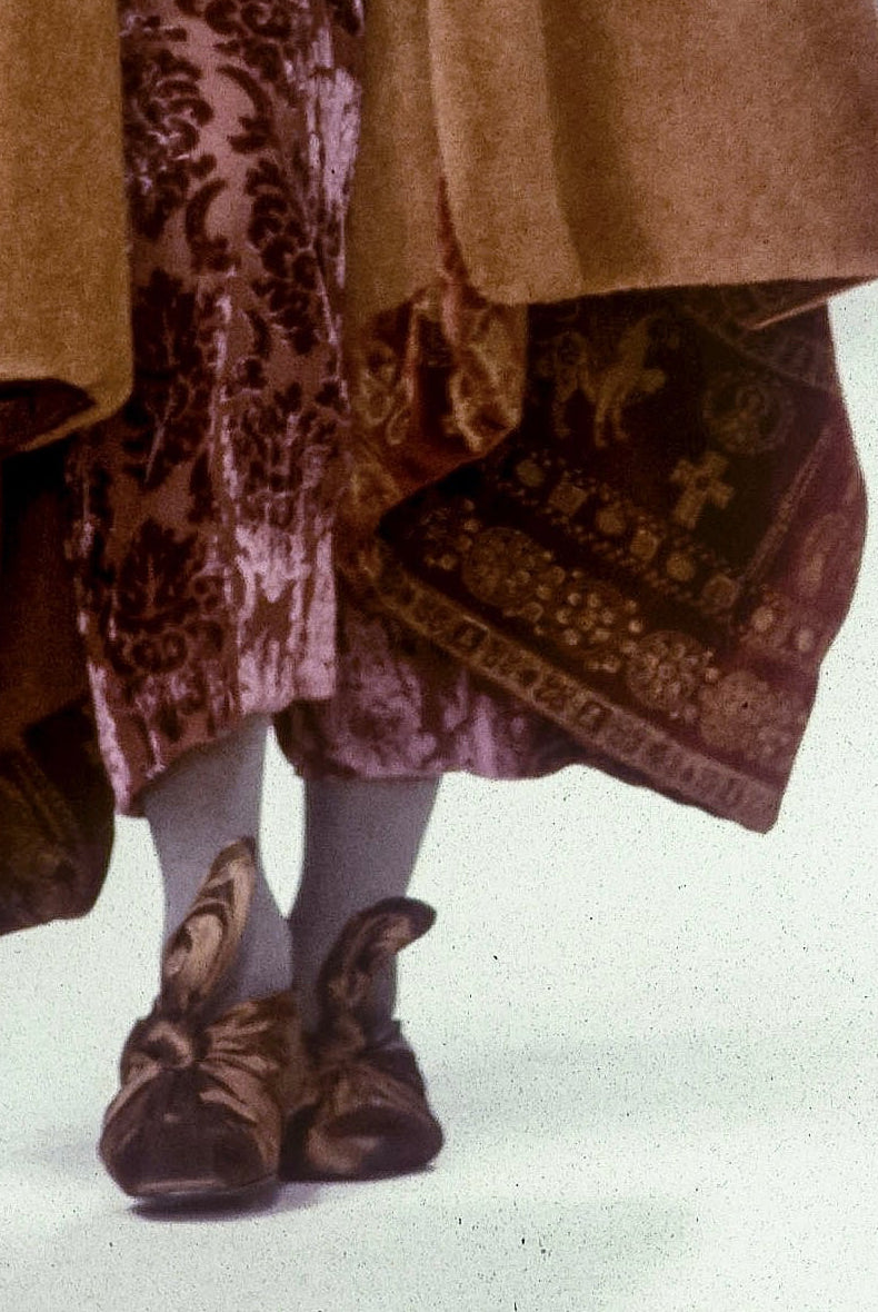 vintage gigli-inspired knotted suede loafers, 1980s