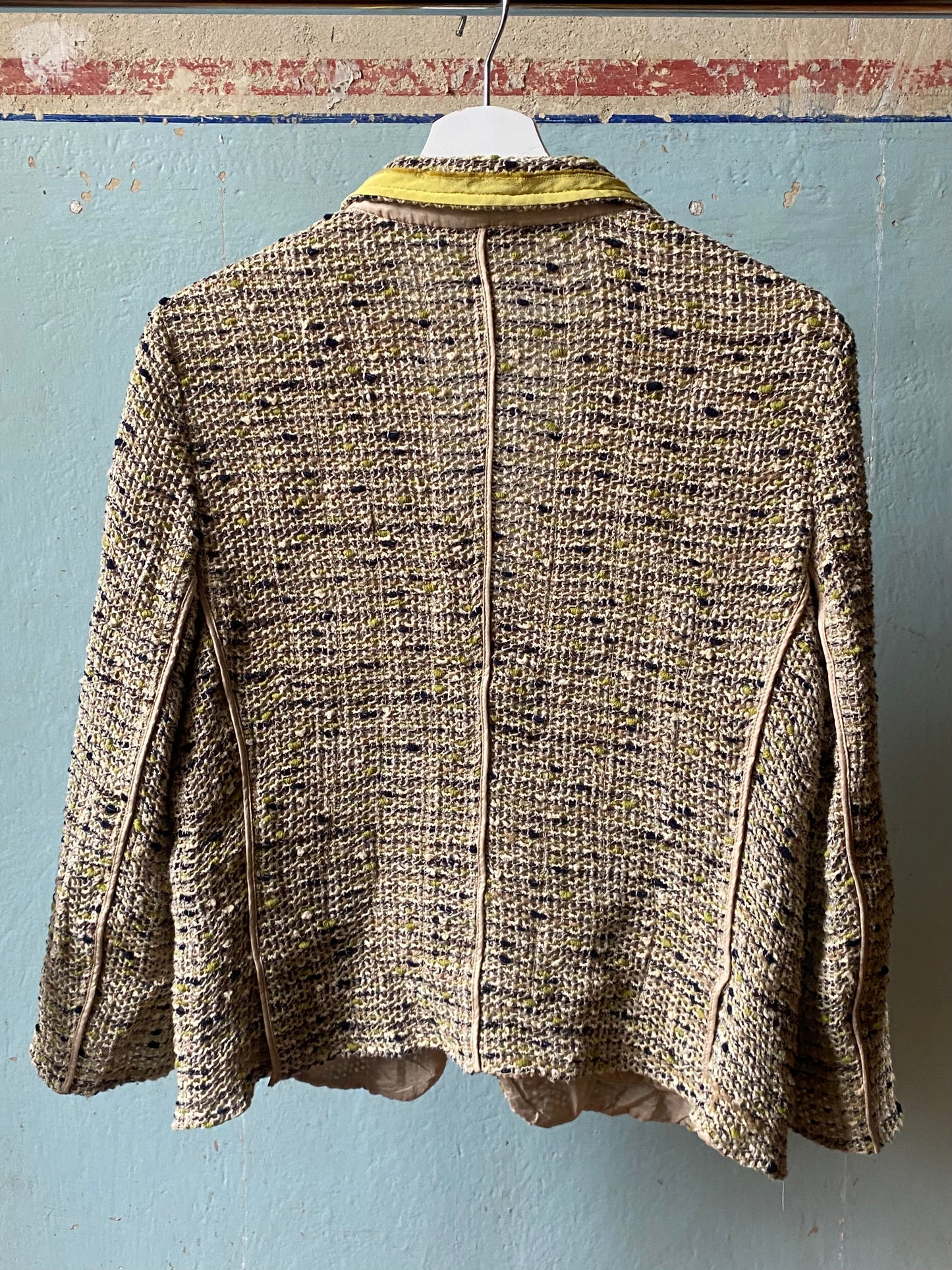 prada tweed jacket with silk chiffon detailing, f/w 2000