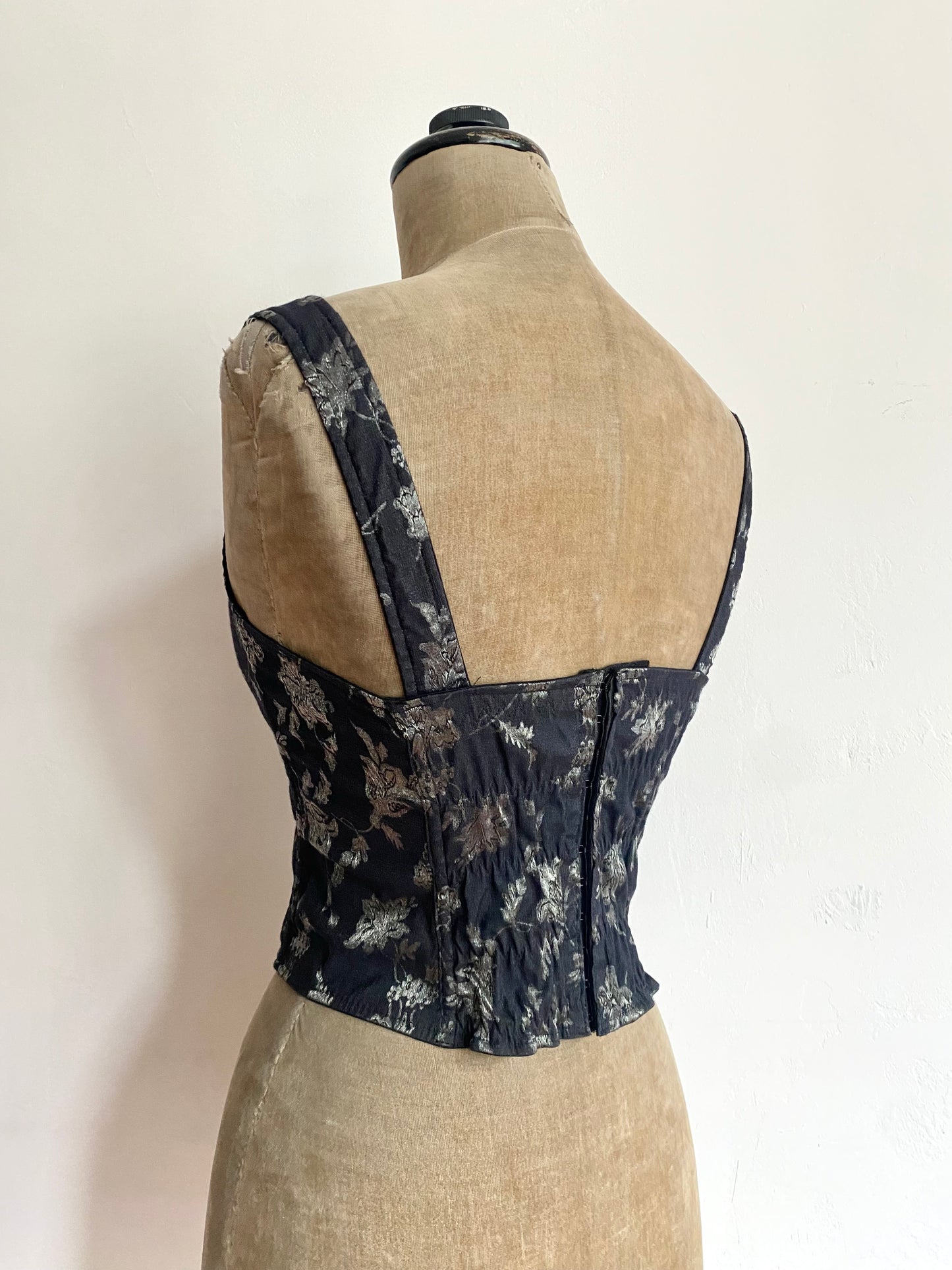 nina ricci floral stretch jacquard corset, 1990s