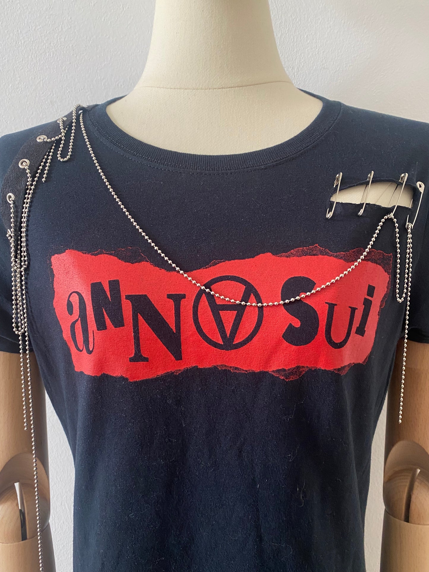 anna sui slashed and pinned punk-inspired t-shirt, 2000s