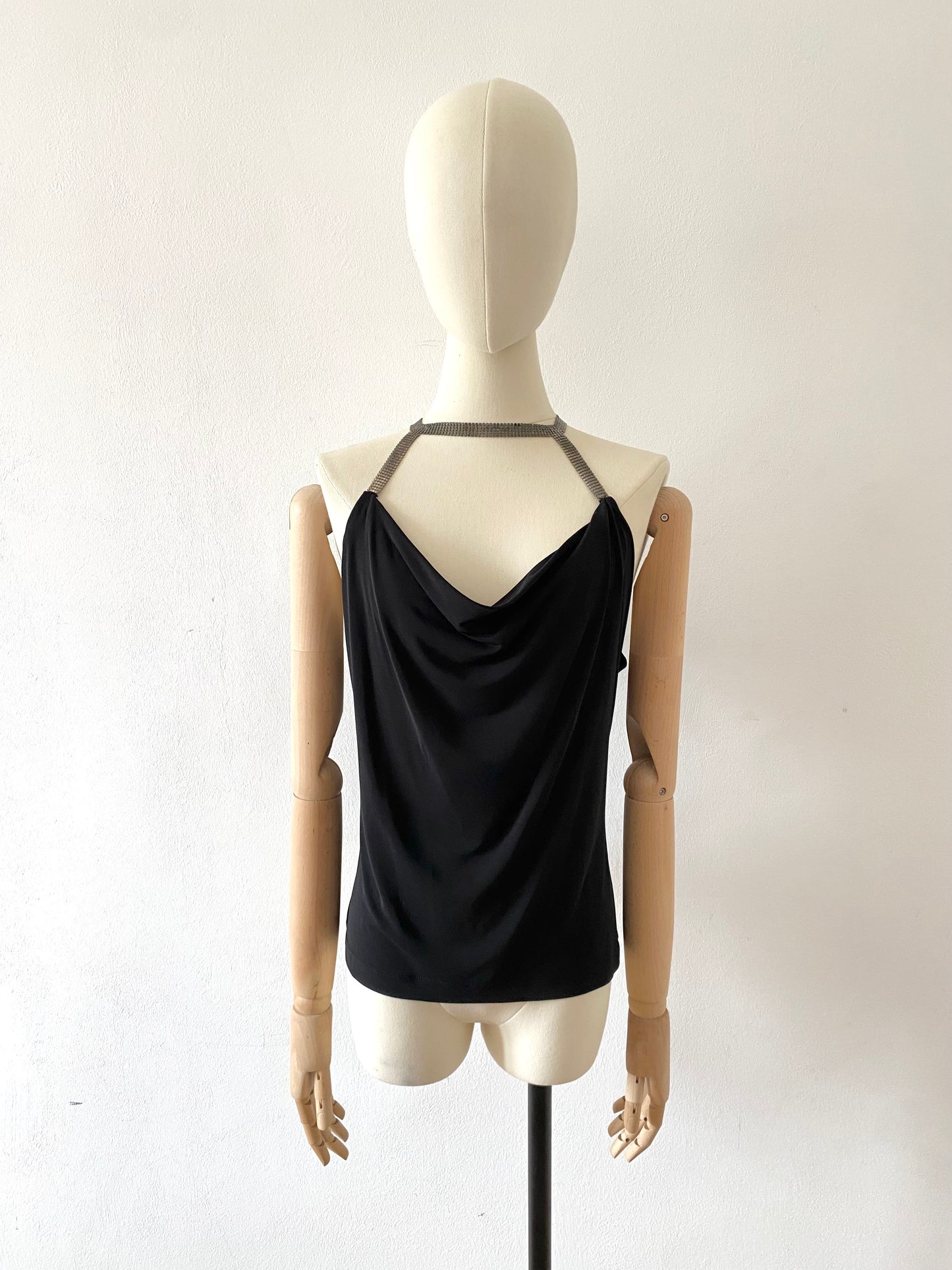 plein sud draped viscose and metal mesh top, 00s