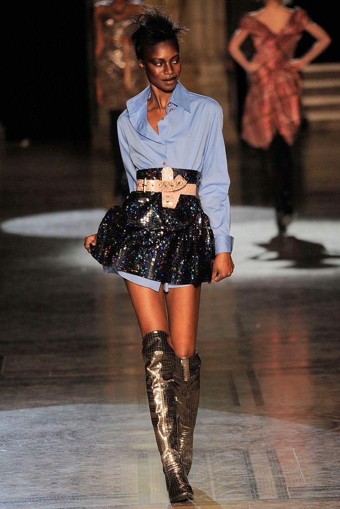 vivienne westwood metallic leather articulated “armor” boots, a/w 2010