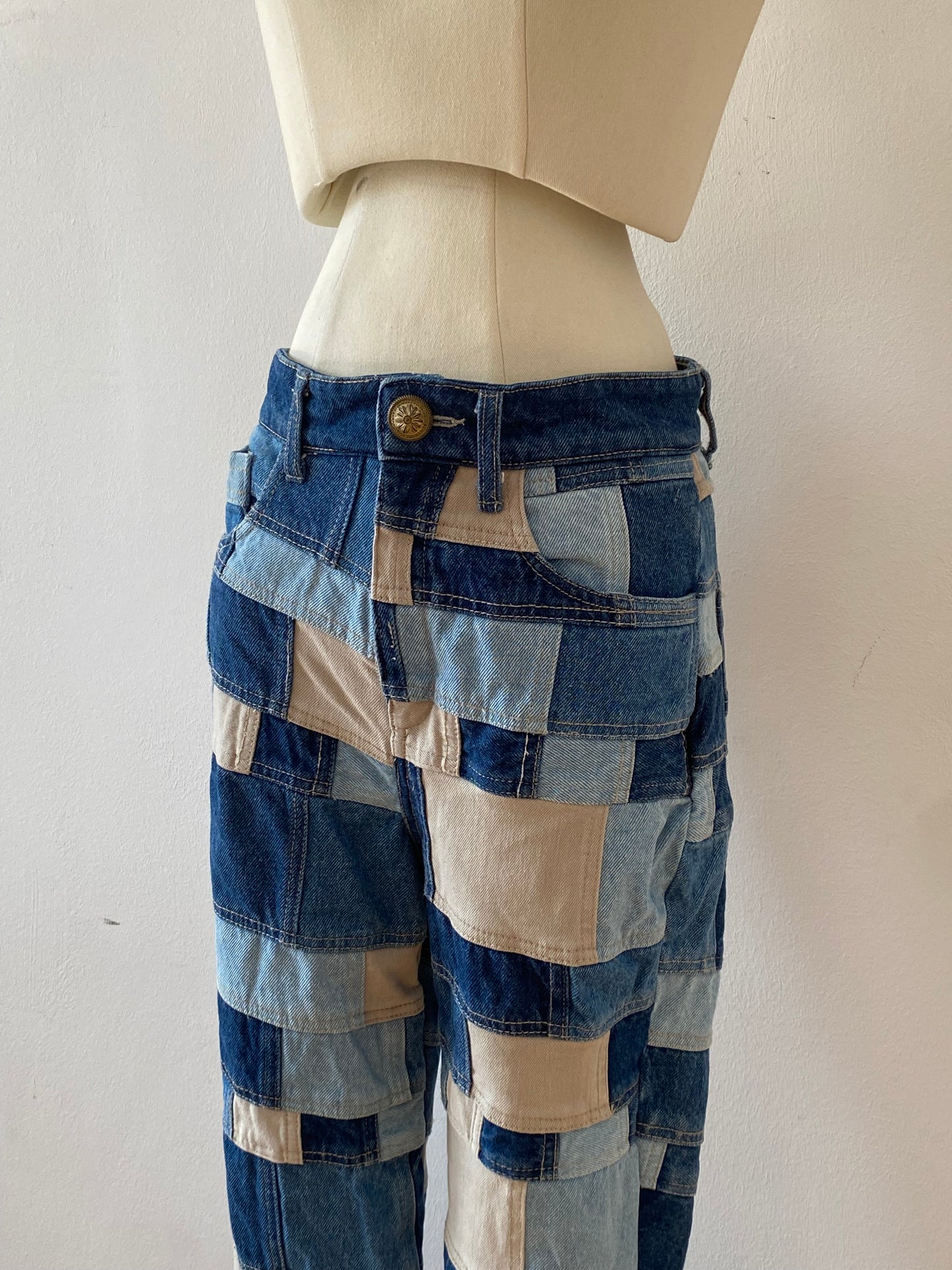 romeo gigli patchwork denim jeans, 2000s