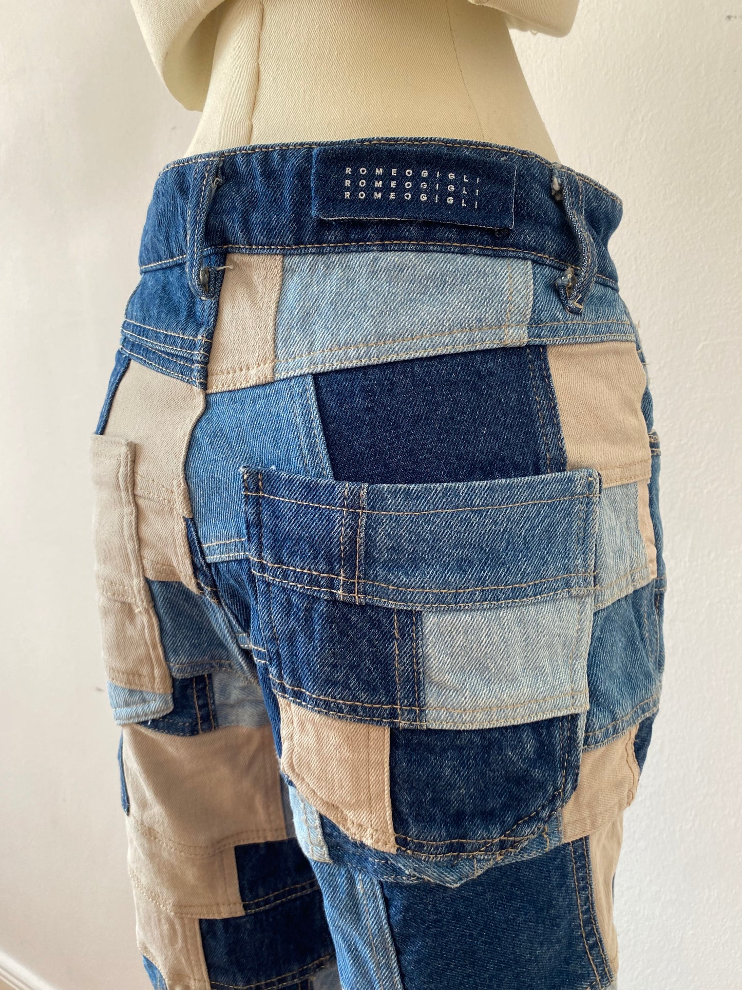 romeo gigli patchwork denim jeans, 2000s