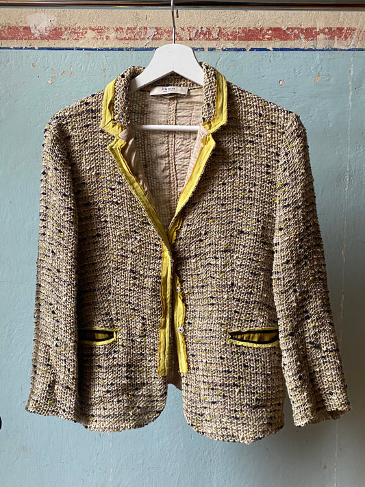 prada tweed jacket with silk chiffon detailing, f/w 2000