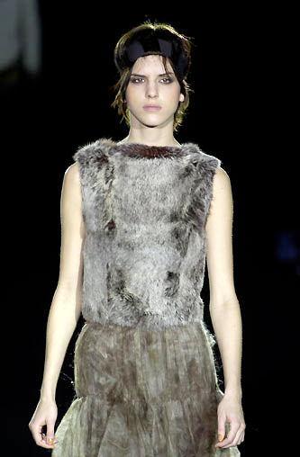 amaya arzuaga fur and knit gilet, a/w 2000