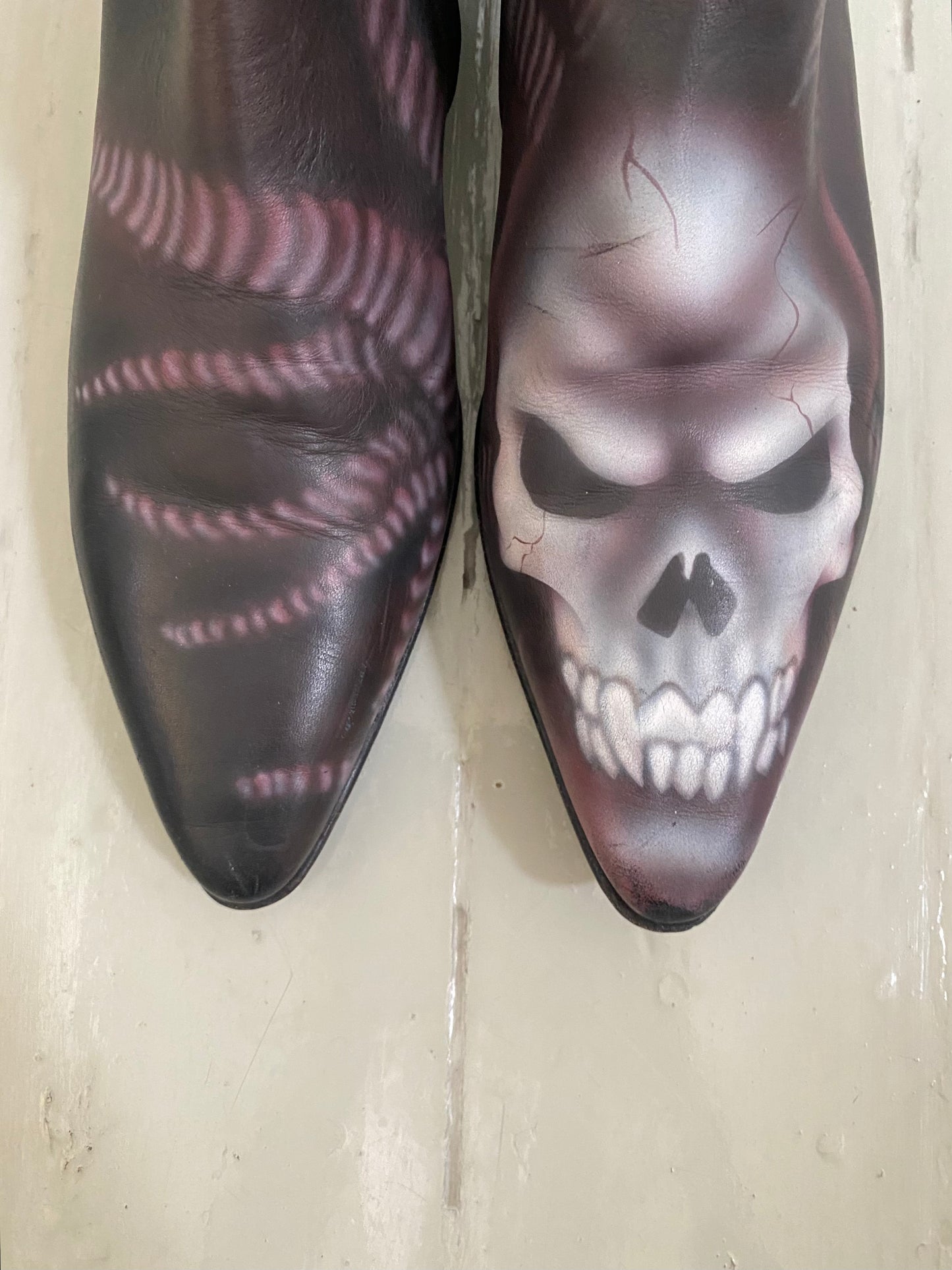 maison martin margiela limited ed. hand painted skull boots, f/w 2008