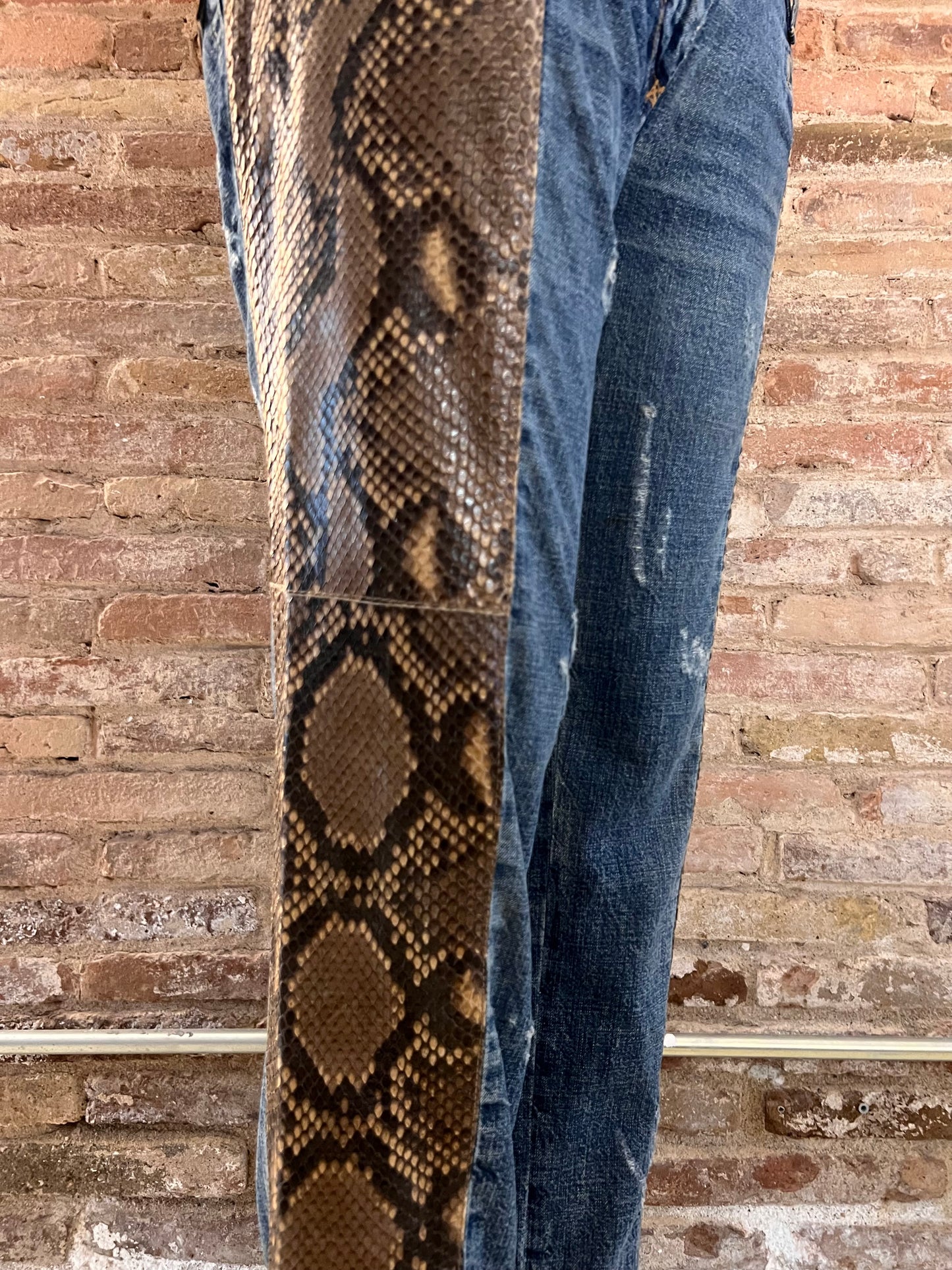 dolce & gabbana genuine python and denim trousers, s/s 2005