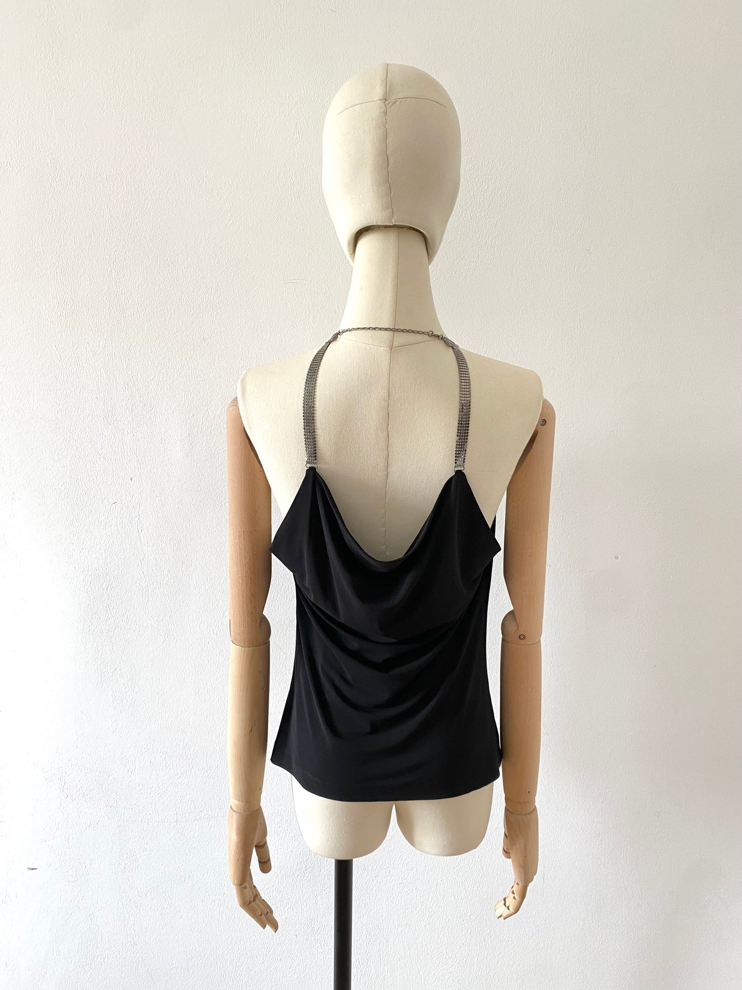 plein sud draped viscose and metal mesh top, 00s