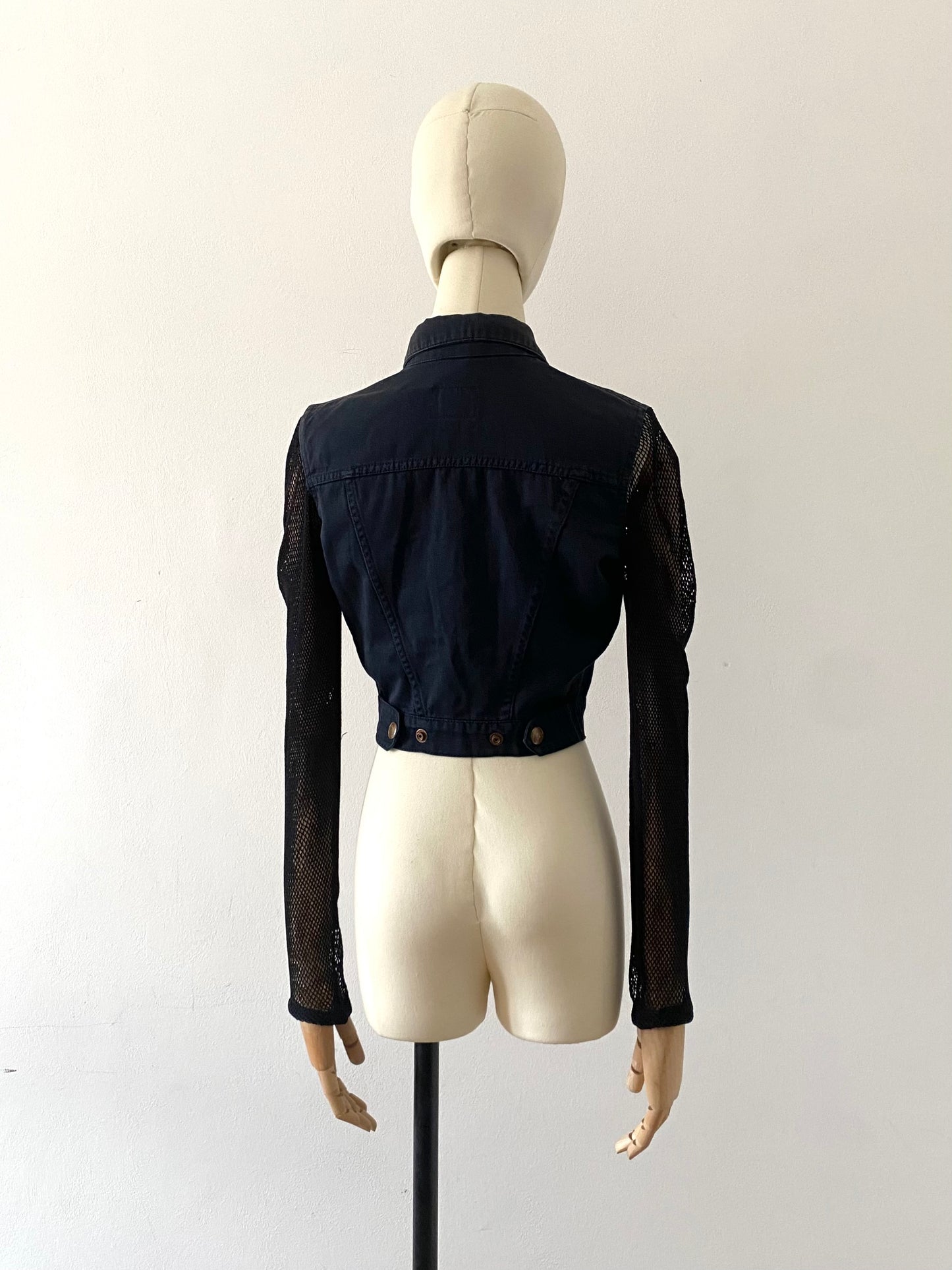 jean-paul gaultier (junior) cropped denim and mesh jacket (early 90s)