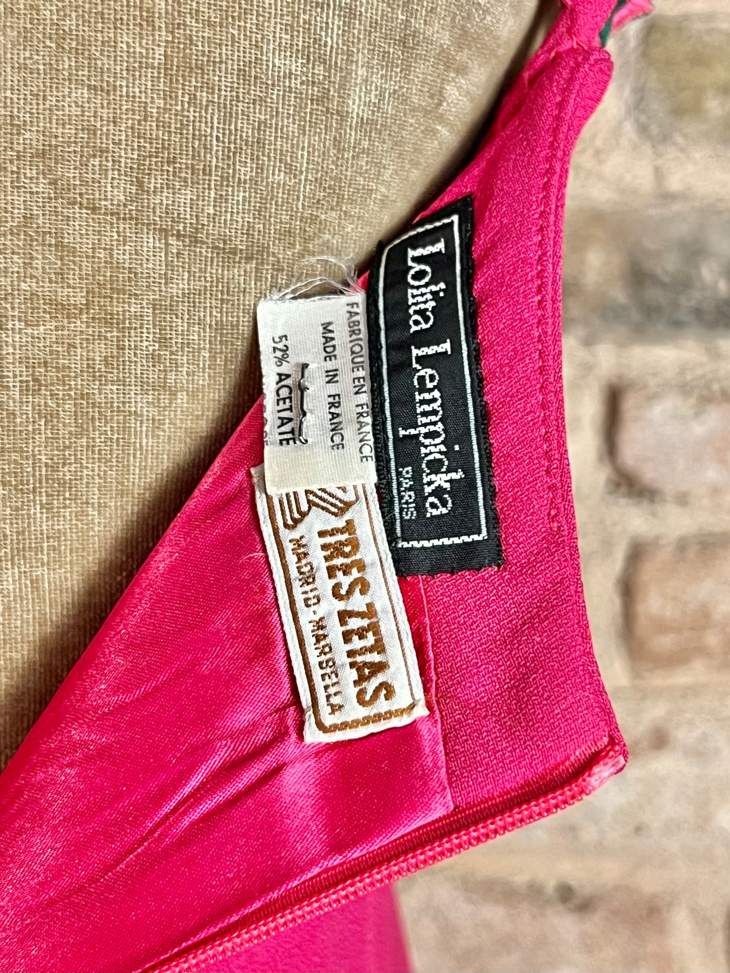 lolita lempicka fuschia dress with 3-d leaf appliqué, s/s 1992