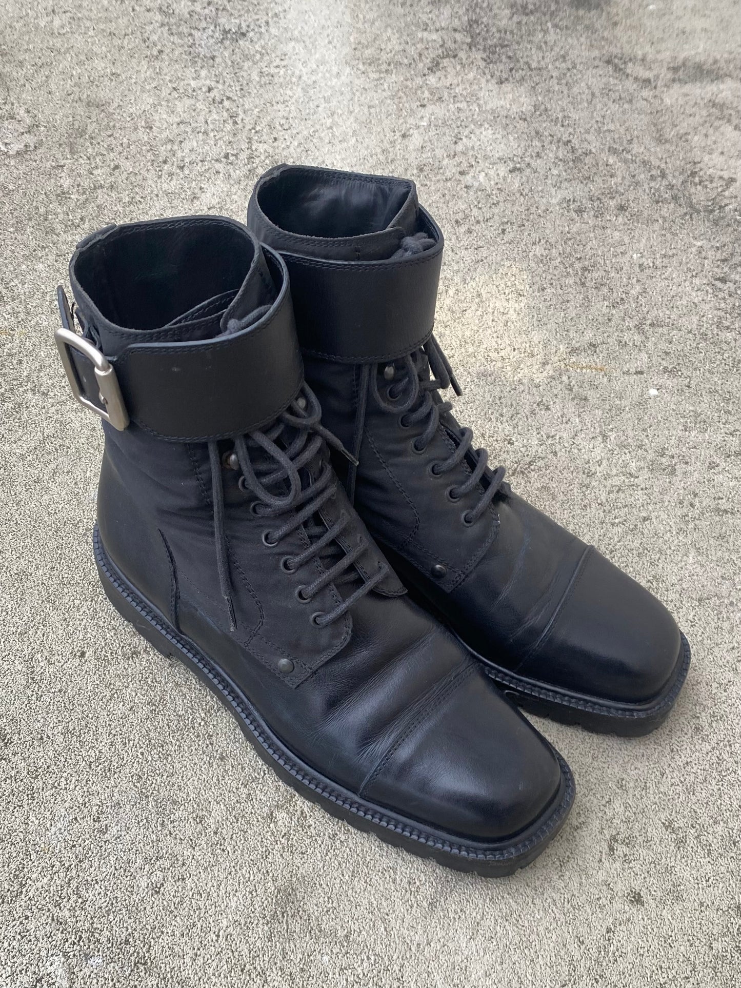 prada nylon and leather lug sole combat boots, f/w 1993