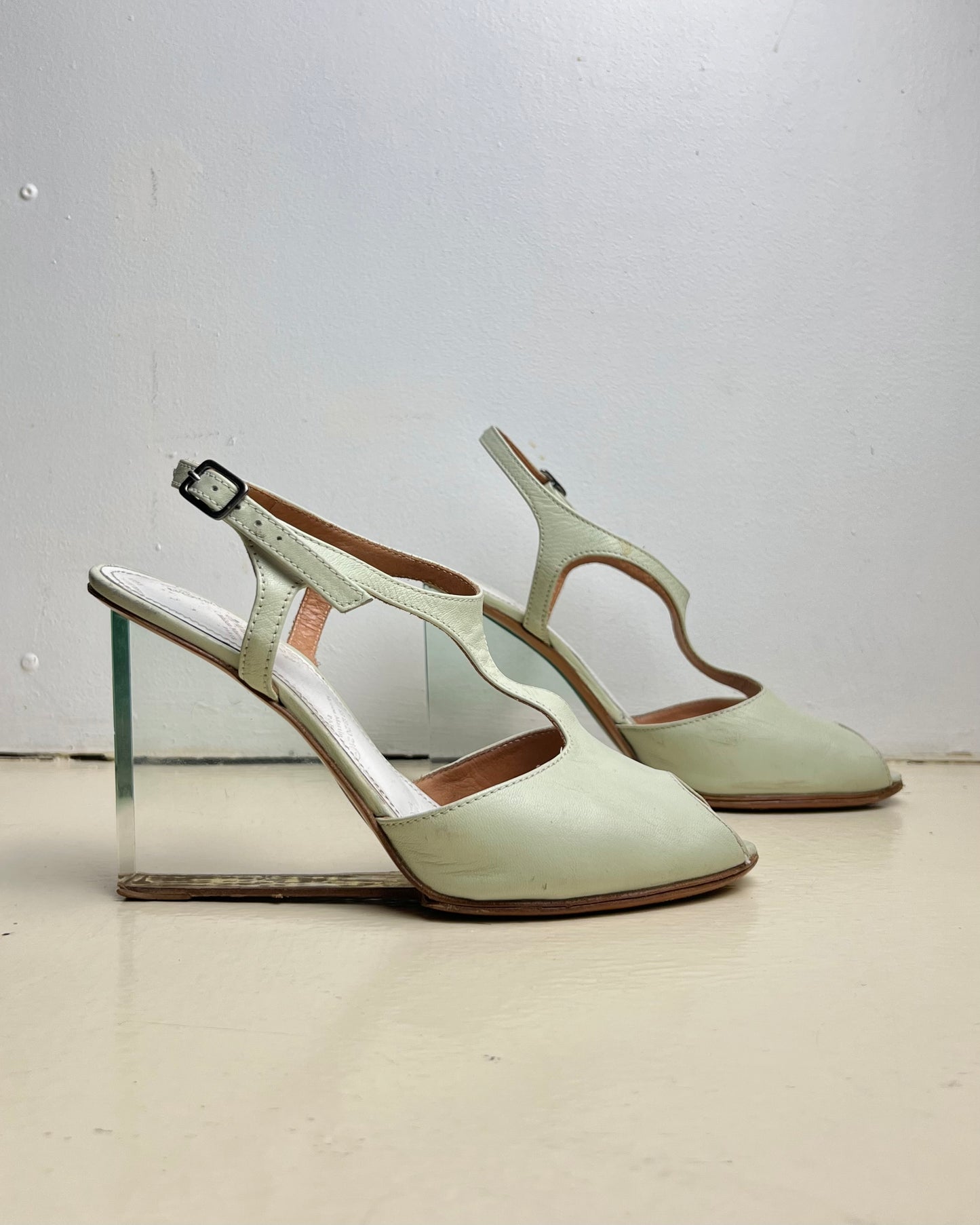 maison margiela plexiglass heel t-bar wedges, s/s 2007