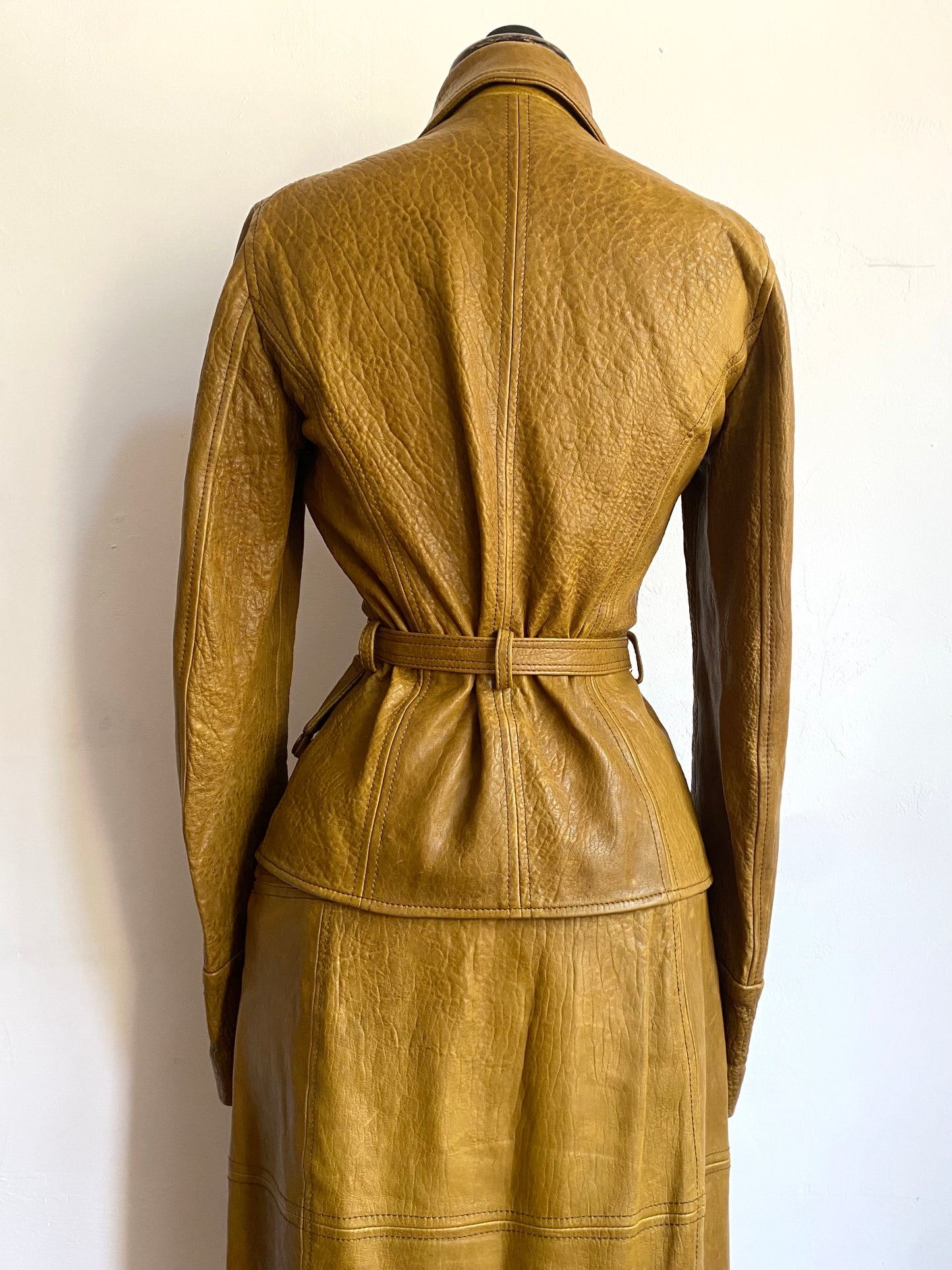 plein sud two-piece leather set in tobacco, 2000s