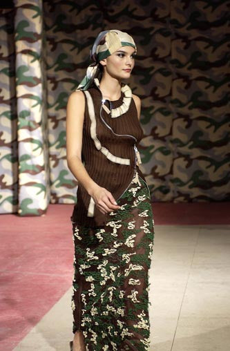 yoshiki hishinuma sheer devoré velvet camouflage skirt, s/s 2003