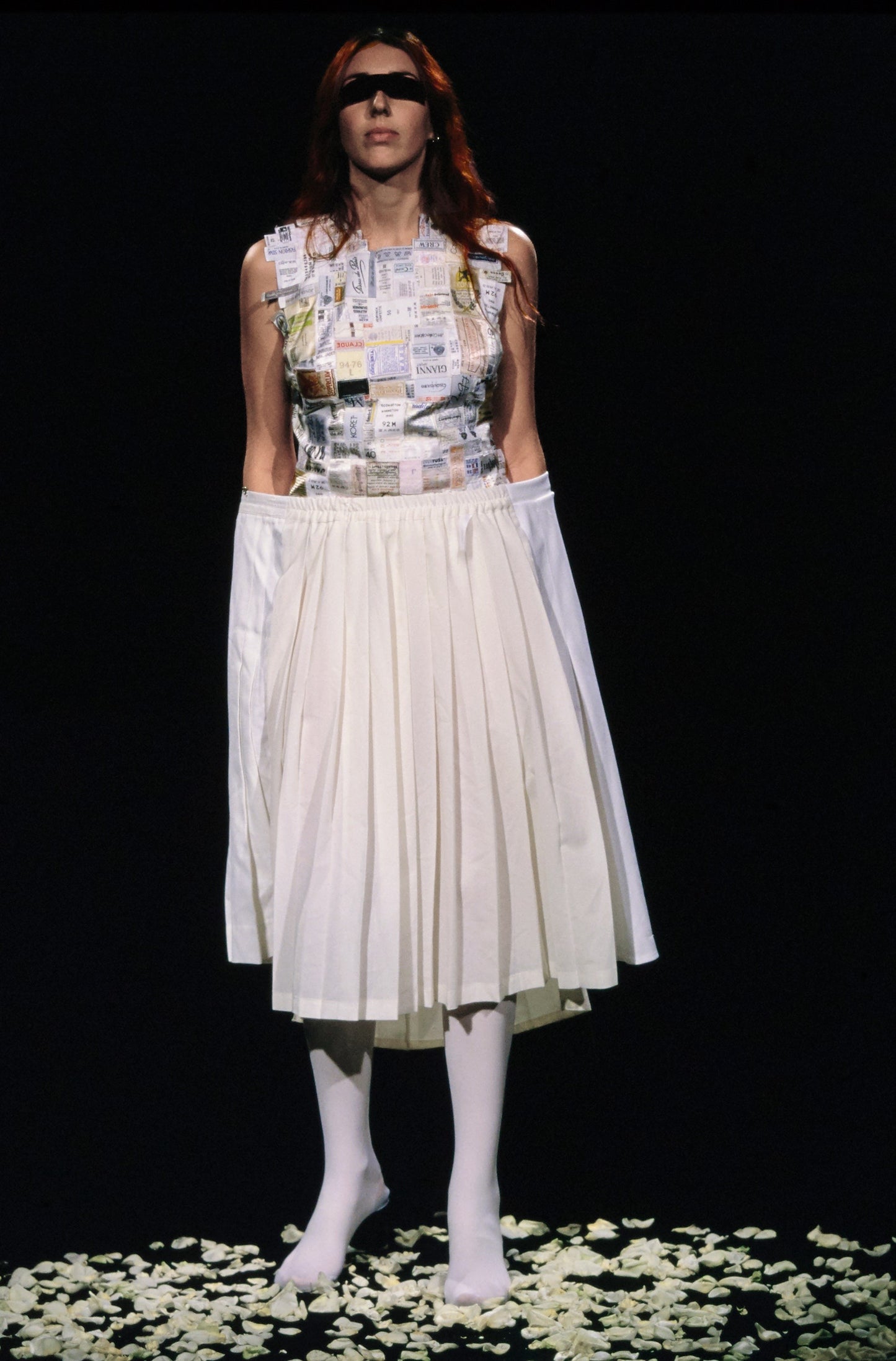 martin margiela oversized silk skirt with straps, s/s 2001