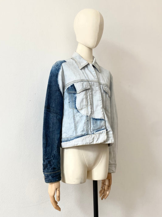 hussein chalayan irregularly dyed denim jacket, s/s 2001