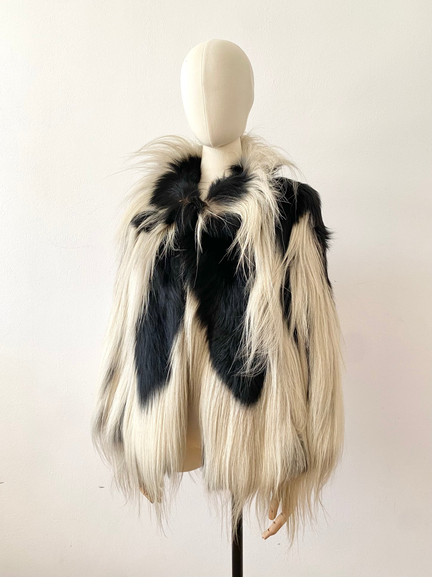 vintage colobus monkey fur coat, 1960-70s