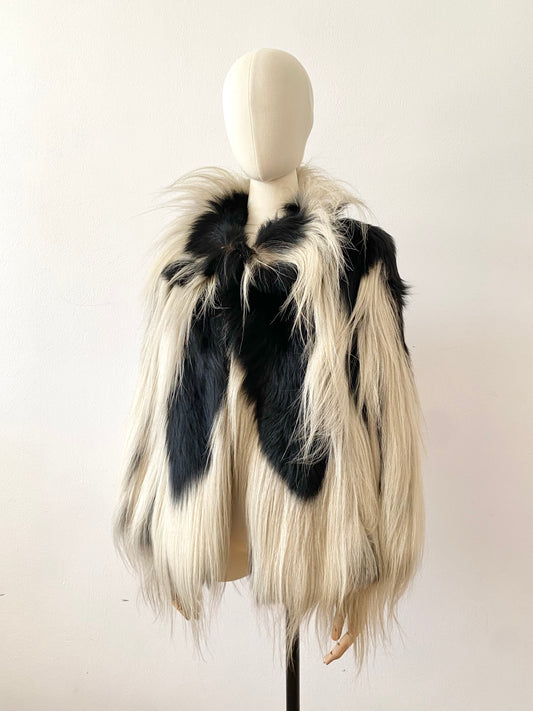 vintage colobus monkey fur coat, 1960-70s