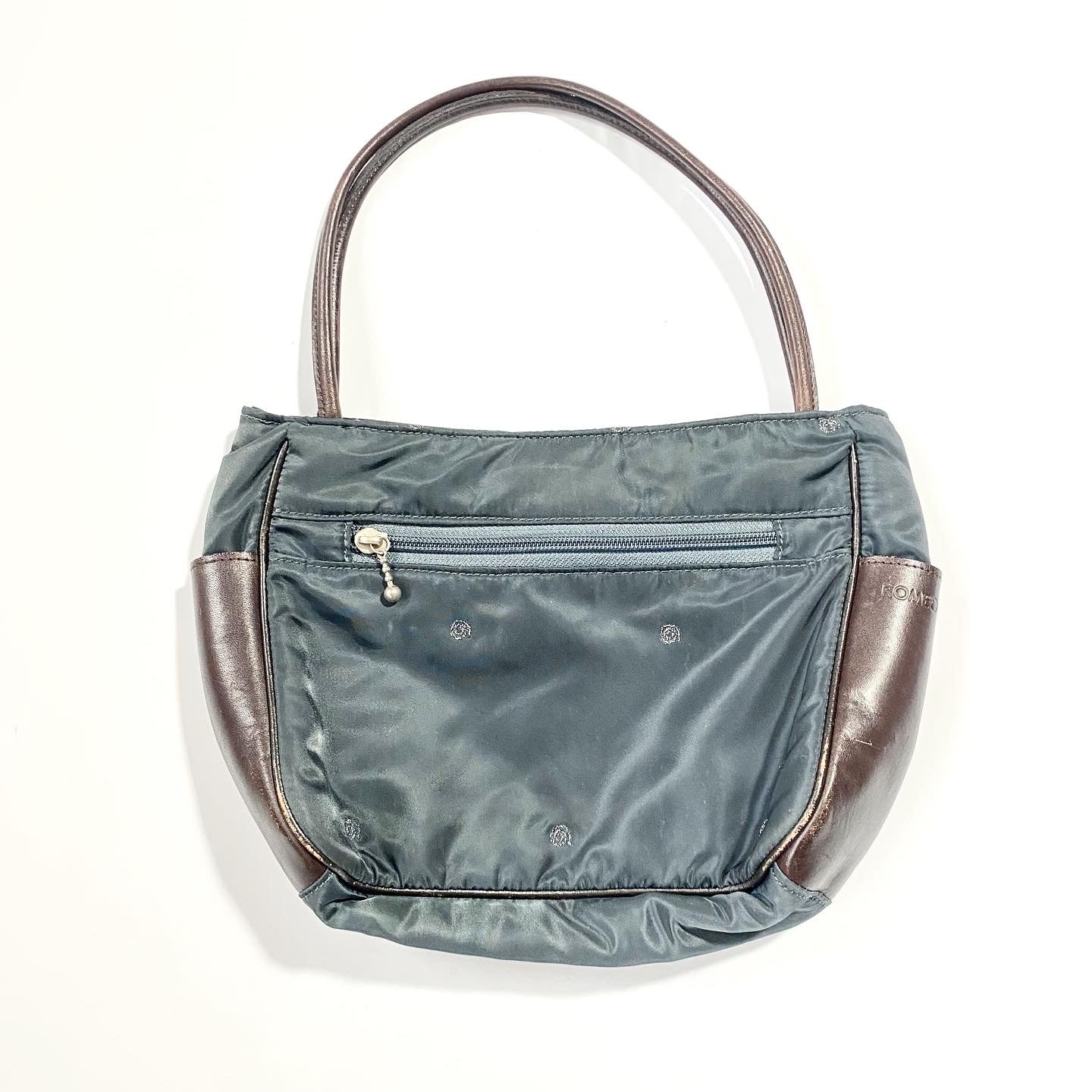 romeo gigli nylon and leather handbag