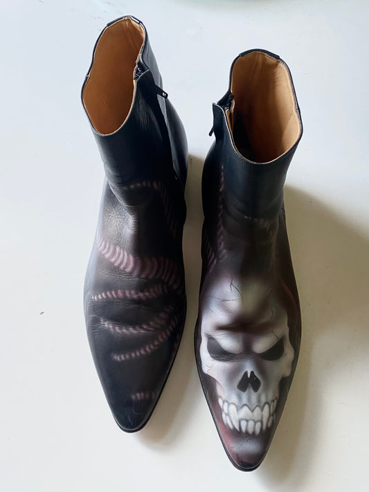 maison martin margiela limited ed. hand painted skull boots, f/w 2008