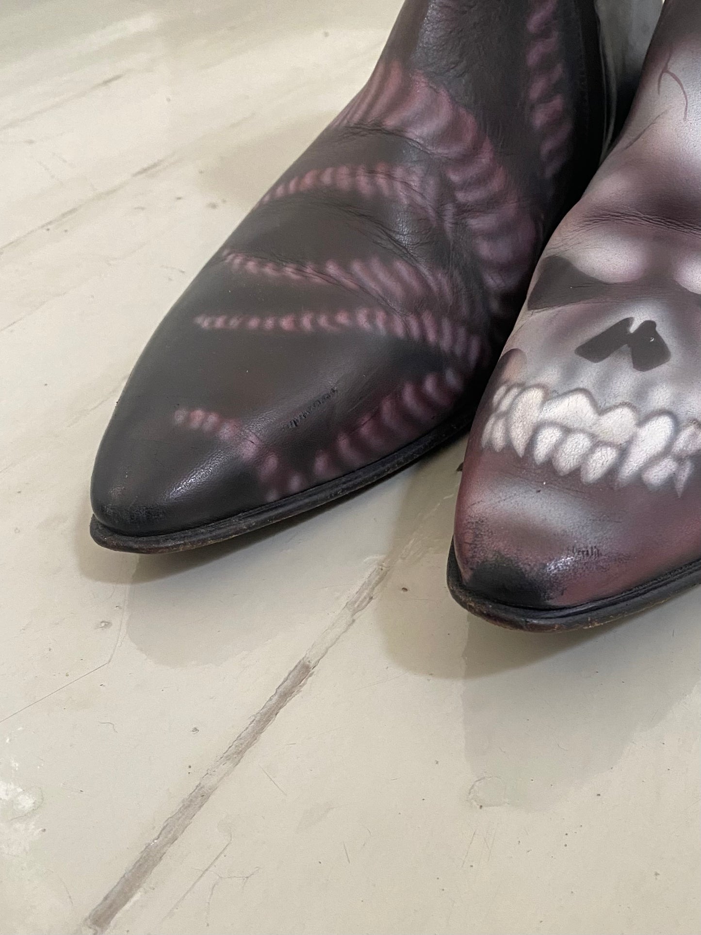 maison martin margiela limited ed. hand painted skull boots, f/w 2008