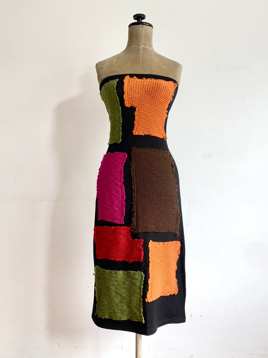 amaya arzuaga knit patchwork tube dress, 1990s