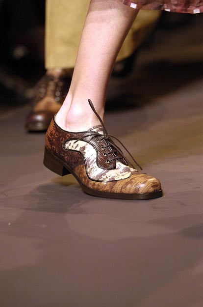 miu miu tri-tone lizard stamped derbies, f/w 2004