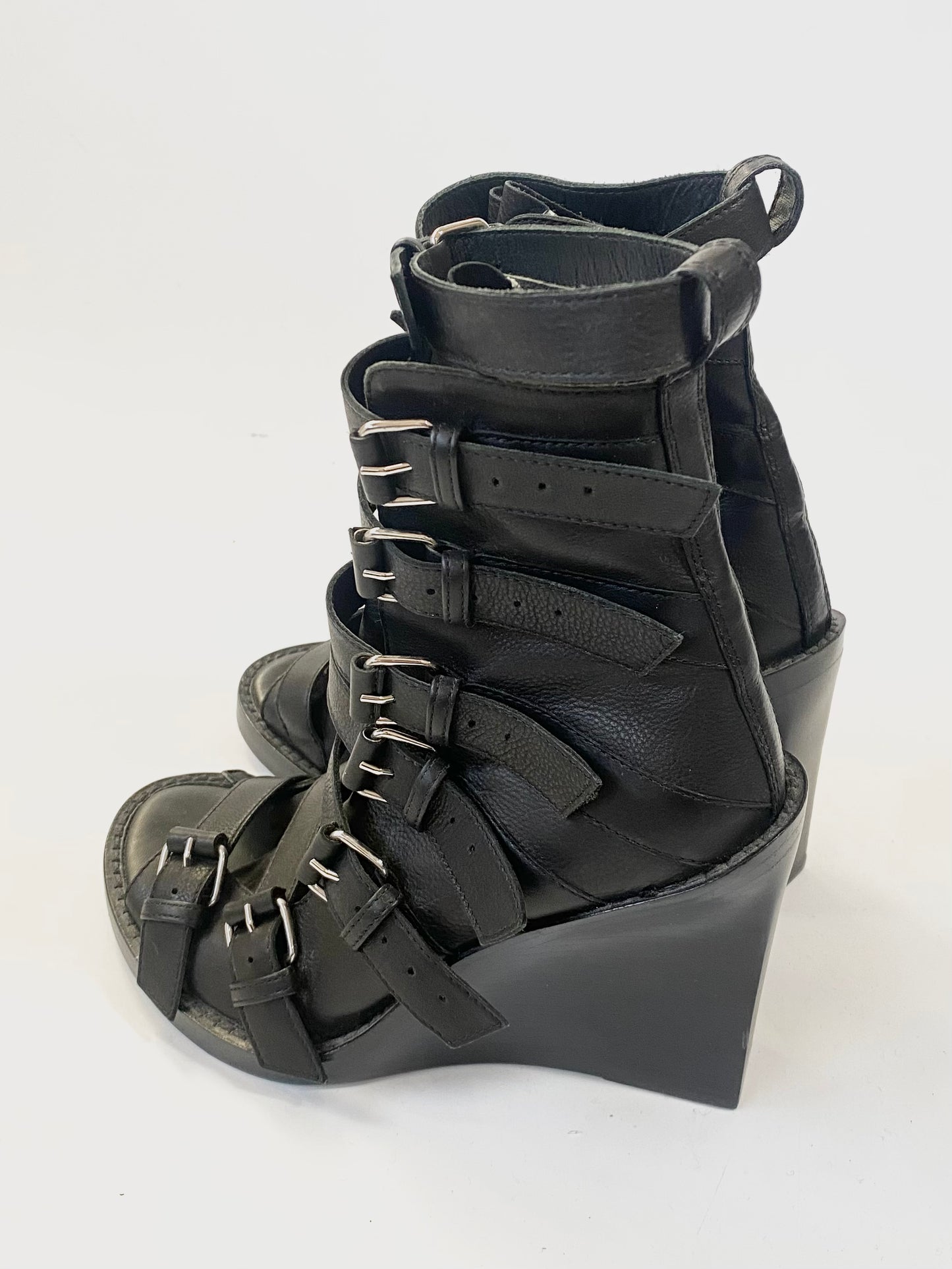 ann demeulemeester buckled wedge boots, s/s 2010