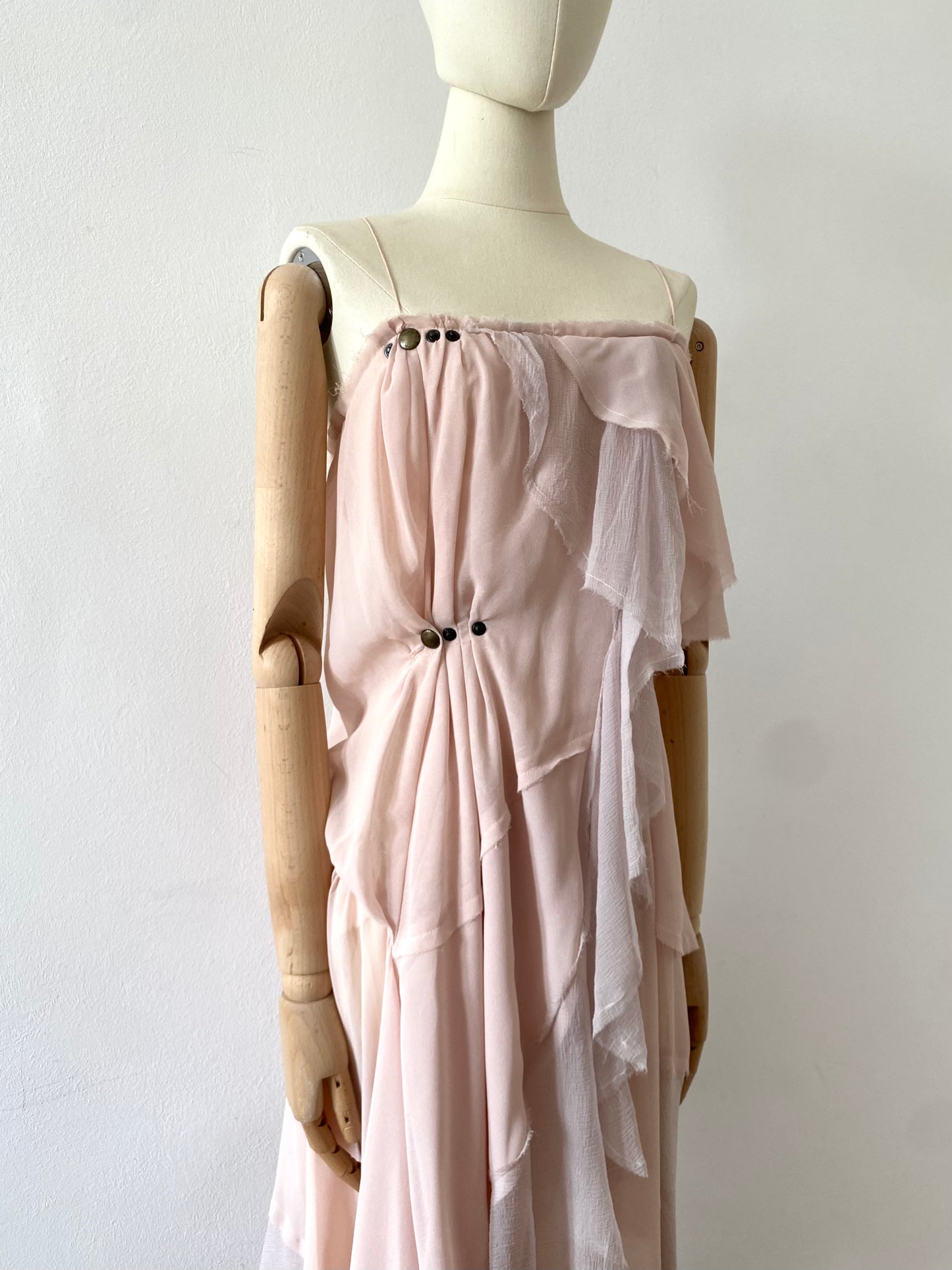 nina ricci draped silk chiffon bias cut dress, s/s 2013