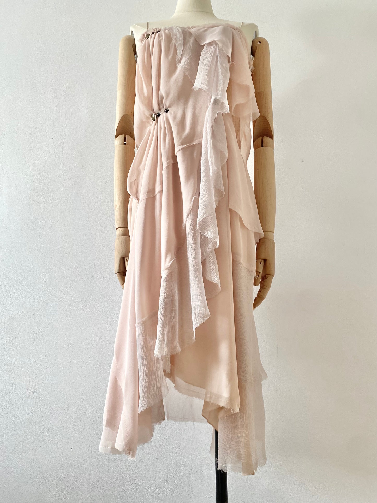 nina ricci draped silk chiffon bias cut dress, s/s 2013