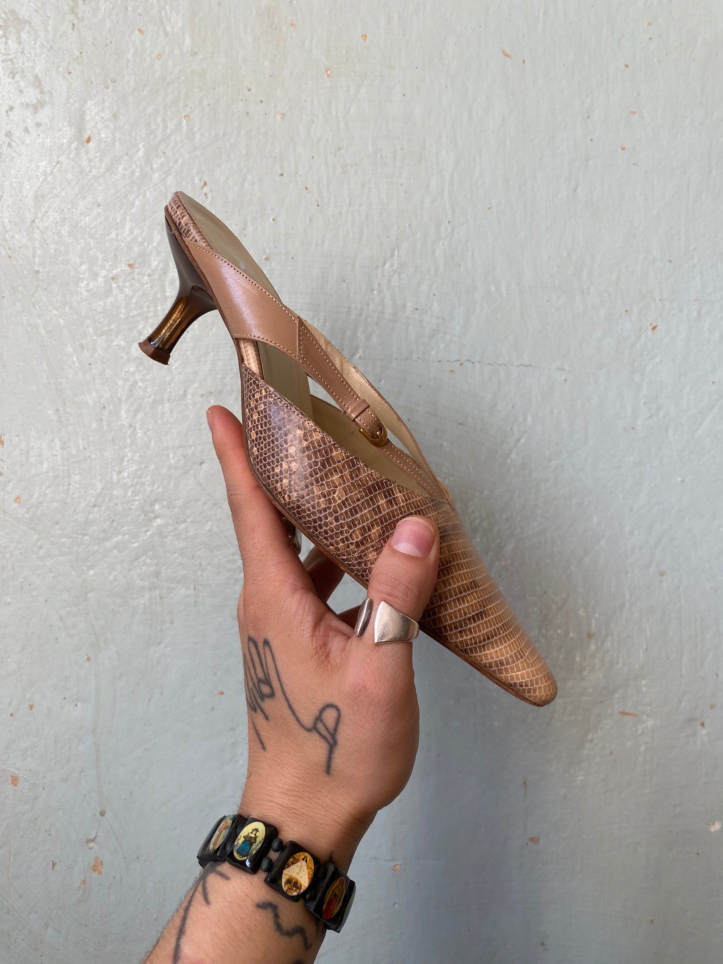 krizia lizard leather mules