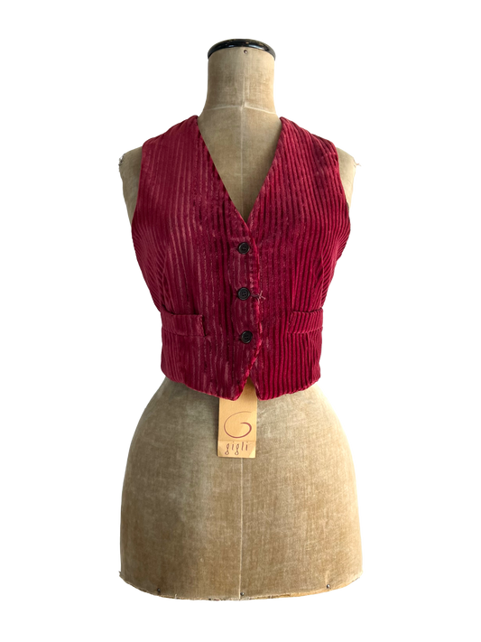 romeo gigli bordeaux corduroy waistcoat, 1990s