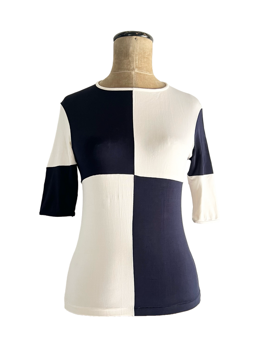 mugler patchwork 3/4 length sleeve top, 2000s