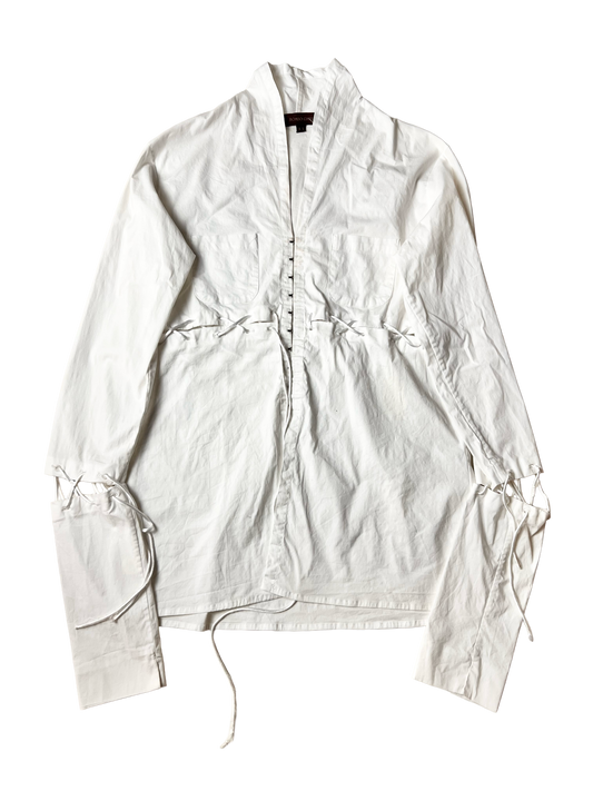 romeo gigli corset style laced poplin shirt, s/s 2001