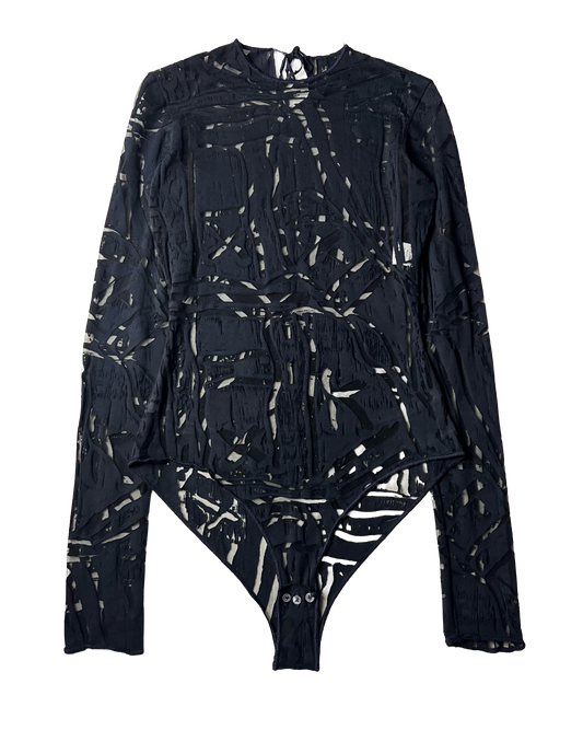 romeo gigli "tattoo" effect burnout body suit, s/s 1995