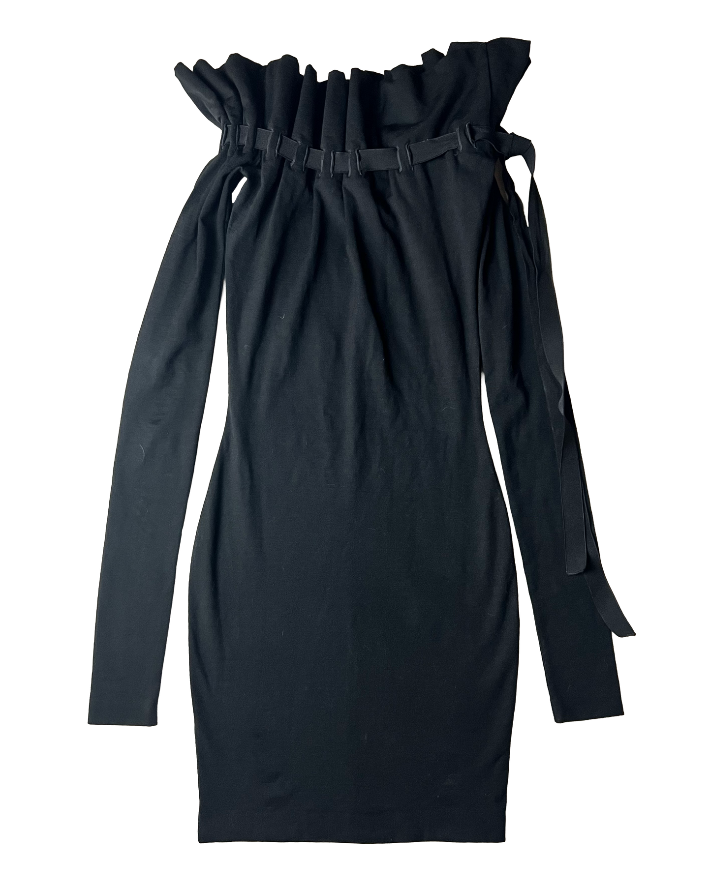 g gigli tulip style stretch wool dress, 1990s