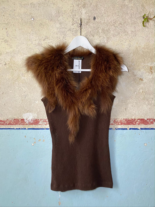 plein sud sleeveless jumper with fur trim, 90s/2000s