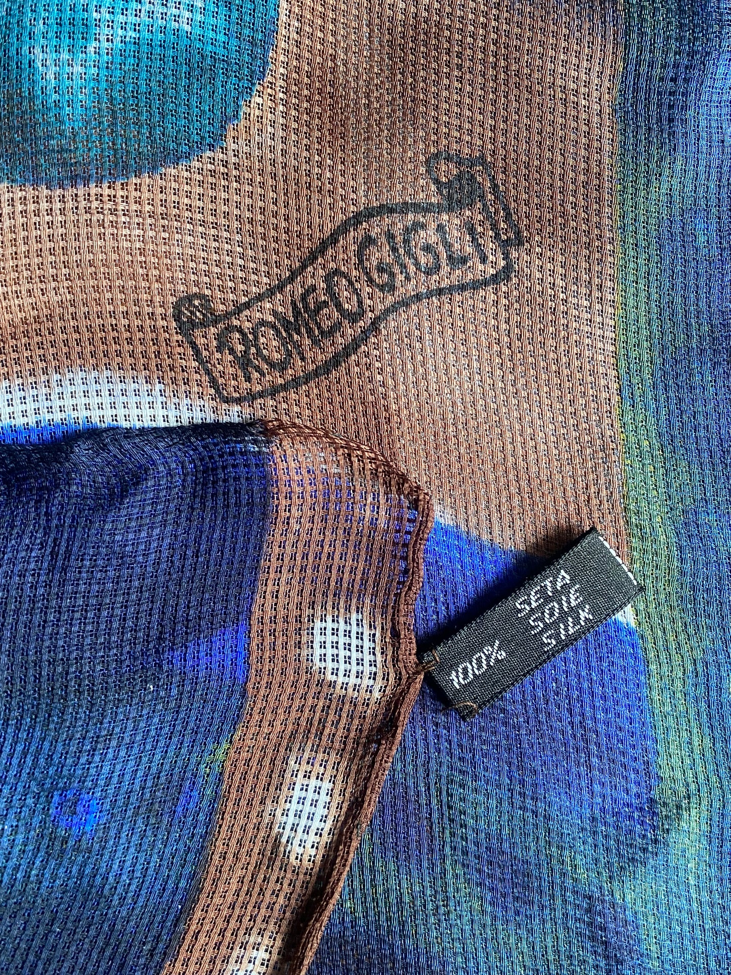 romeo gigli silk mesh “universe” print scarf, mid 90s